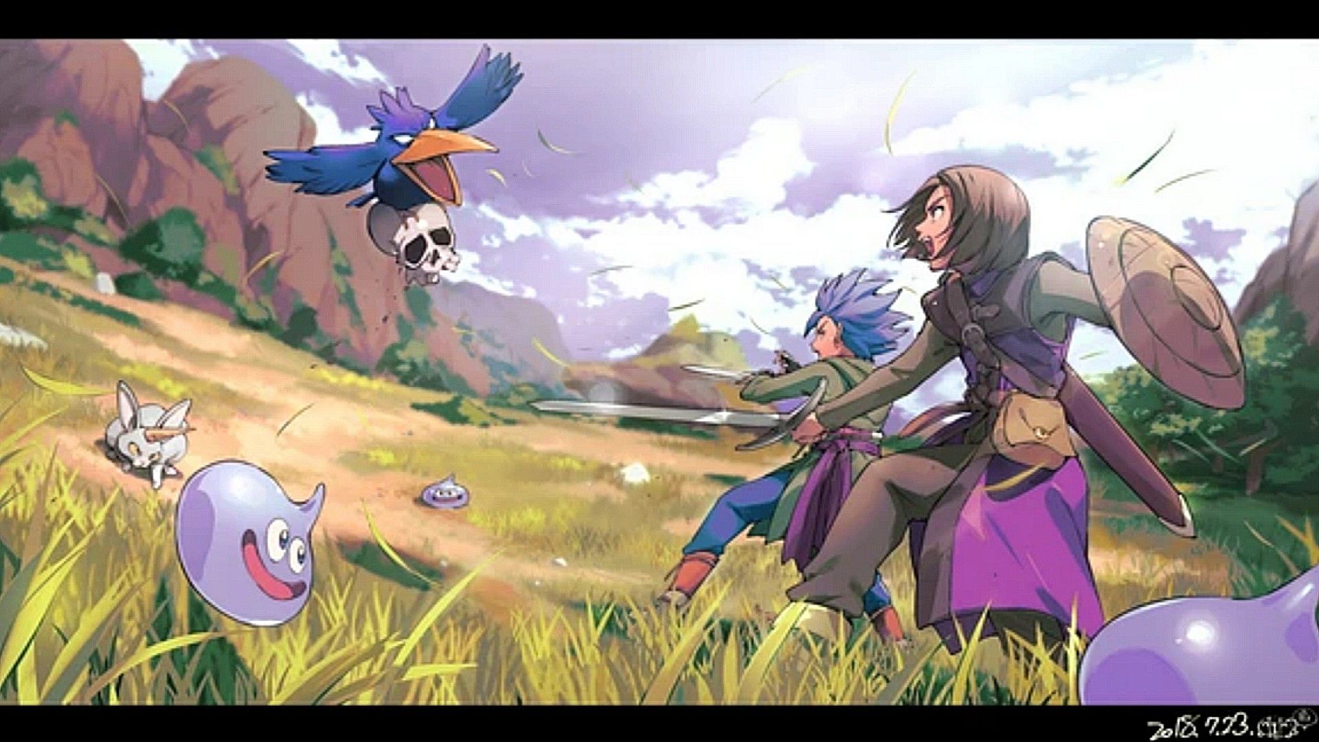 Dragon Quest XI protagonista spada blu, 3840x2160 4K Ultra HD, Monitor 4K
