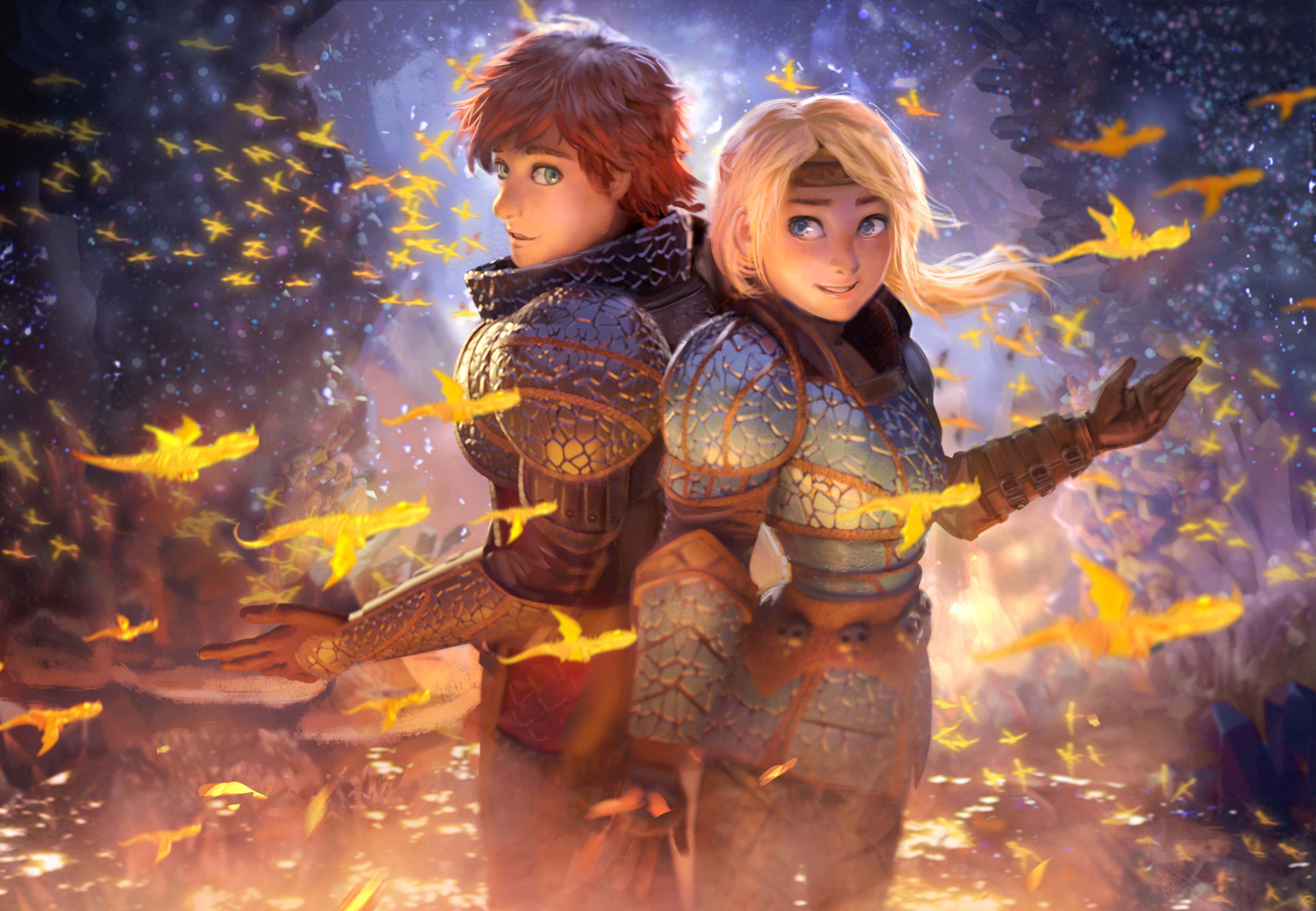 Hiccup e Astrid Dragon Trainer, 5000x3463 UHD, PC 4K