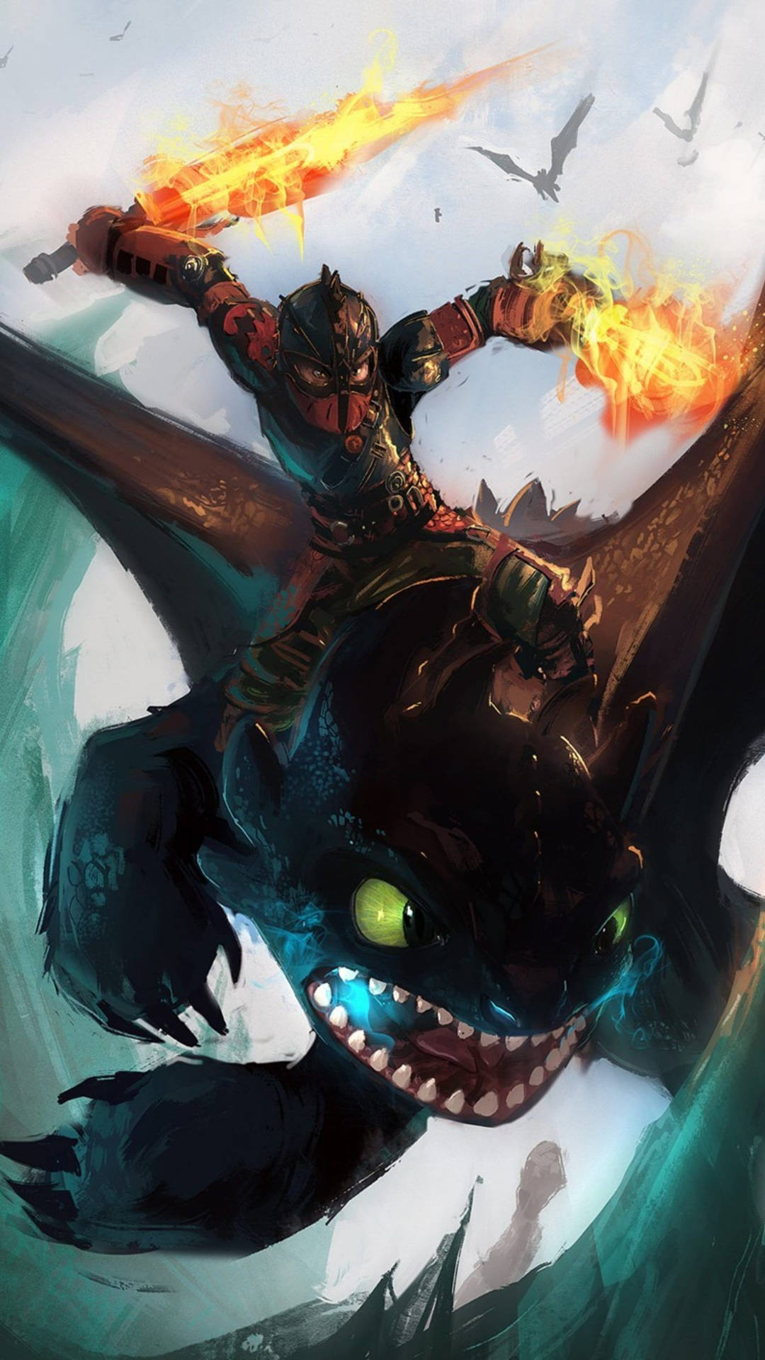 Sdentato e Hiccup, Dragon Trainer, 1080x1920 Full HD Verticale, Samsung Galaxy