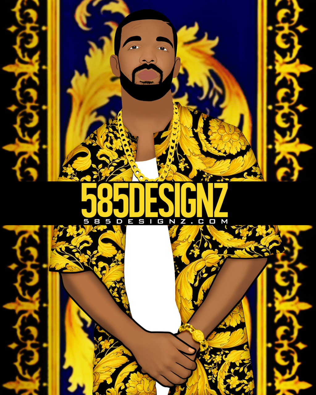Drake cartoon stile Versace, Gianni Versace, 1024x1280 Full HD Verticale, iPhone