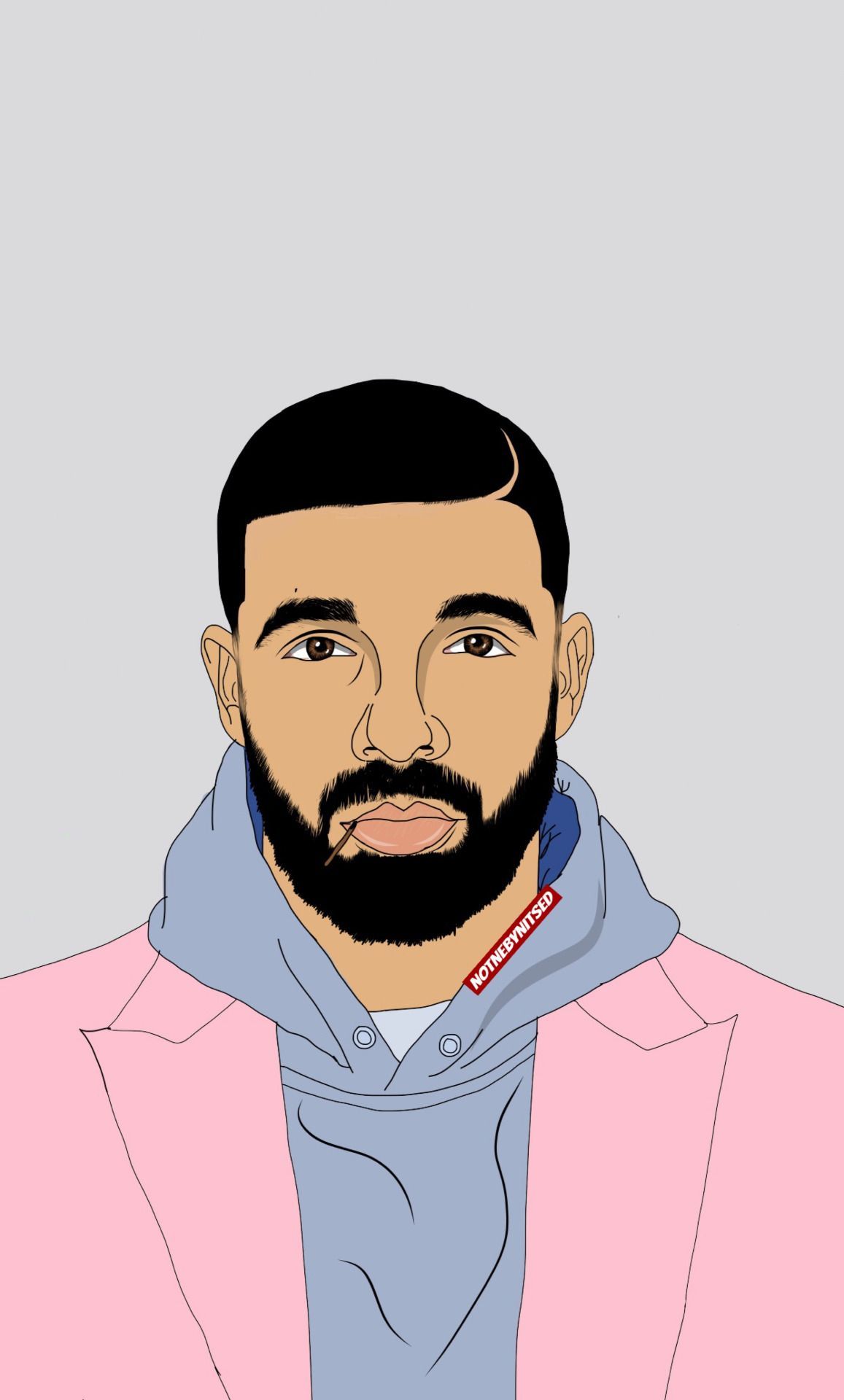 Drake cartoon ritratto rosa, 1157x1920 Verticale, OnePlus