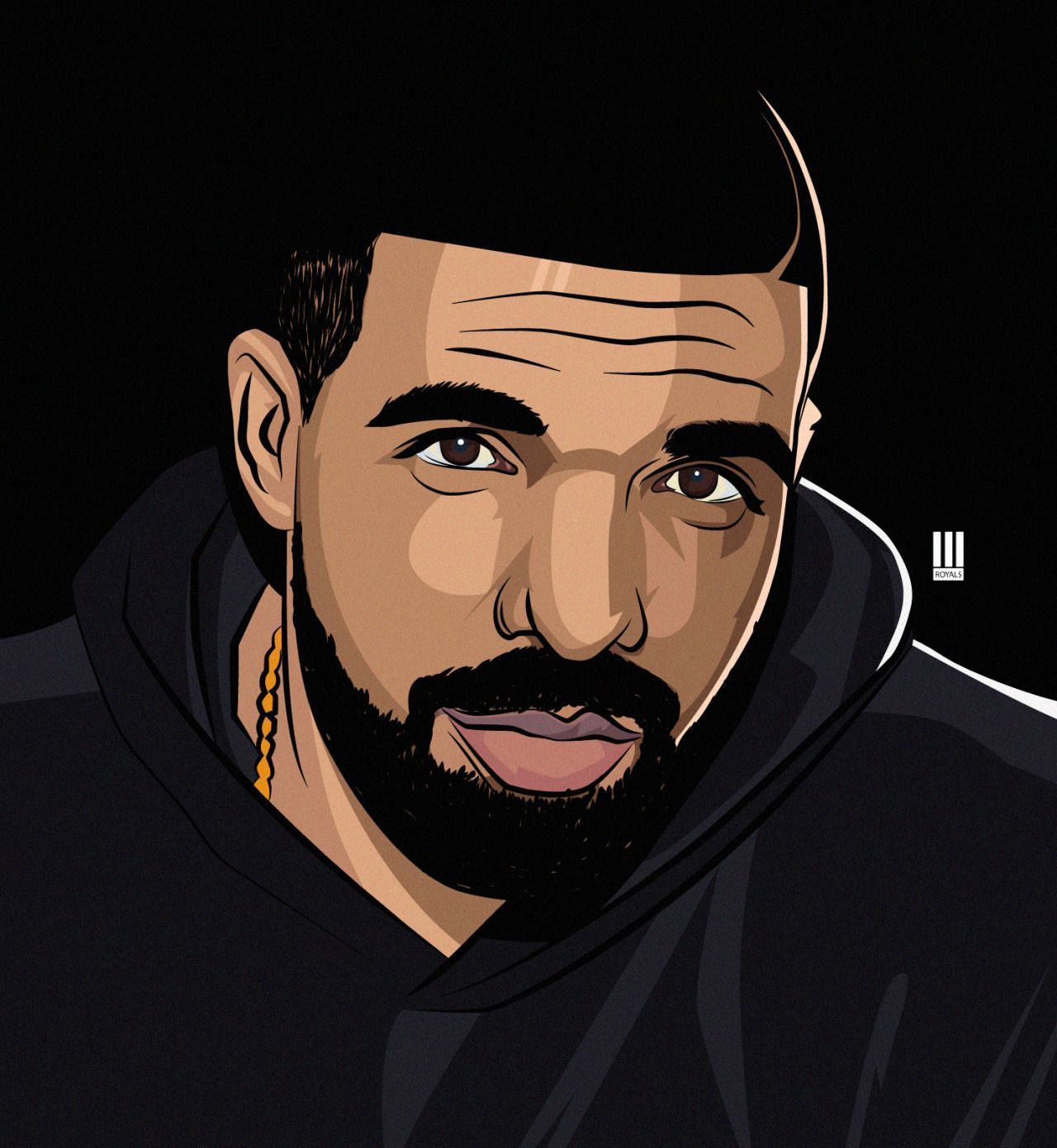 Ritratto cartoon Drake, Aubrey Graham, 1280x1390 Full HD Verticale, iPhone