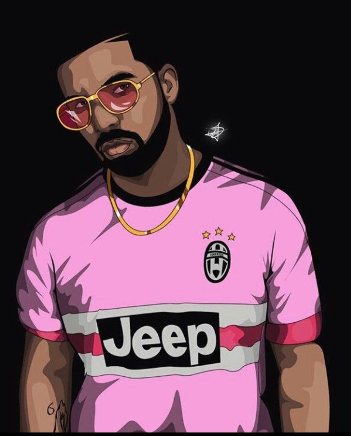 Drake cartoon maglia Juventus, Serie A, 1198x1486 Verticale, Telefono