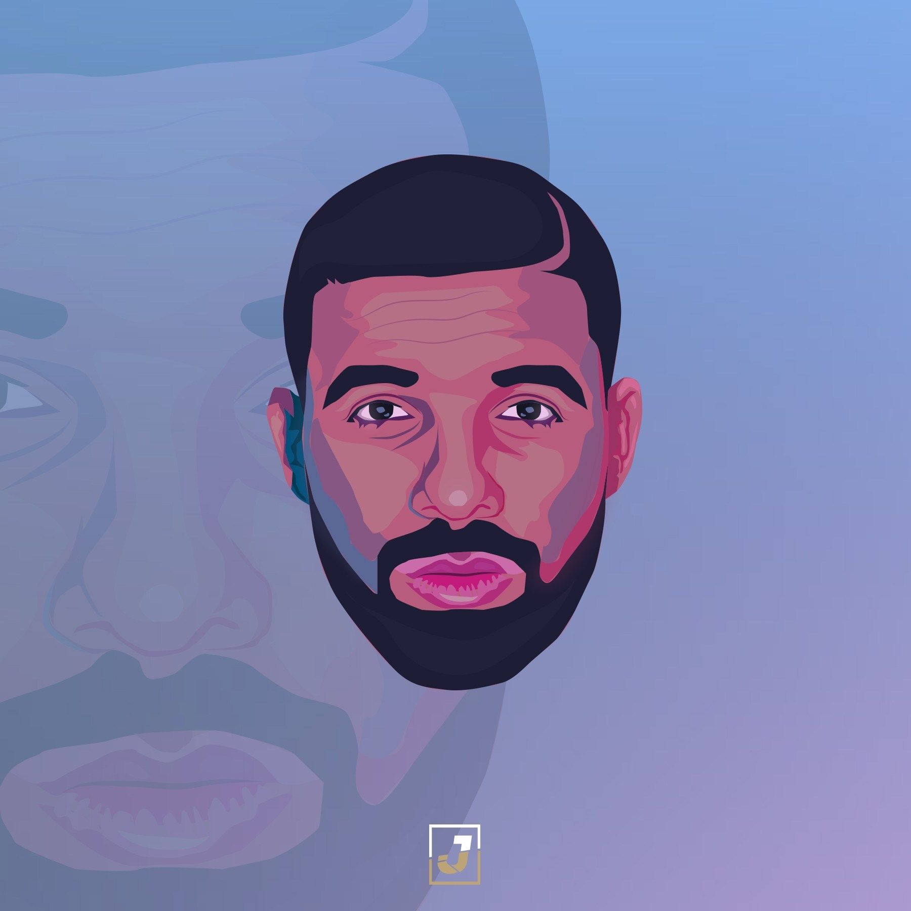 Drake cartoon volto illustrato, 1800x1800 HD, iMac