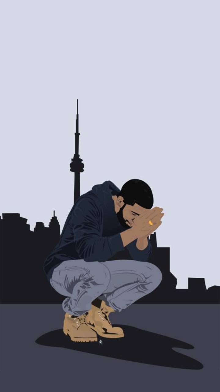 Drake cartoon Toronto skyline, 720x1280 Full HD Verticale, iPhone