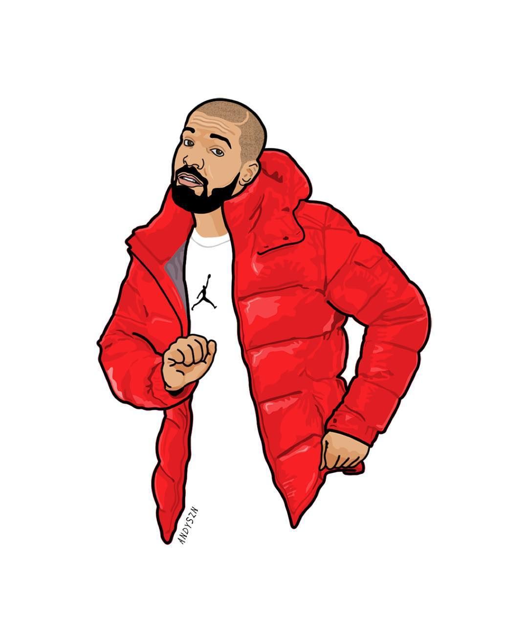 Drake cartoon giacca rossa, rapper, 1080x1305 Verticale, Mobile