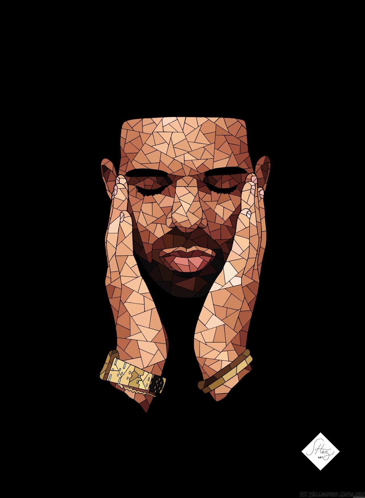 Drake cartoon volto mosaico, Aubrey Graham, 1280x1746 Full HD Verticale, Smartphone