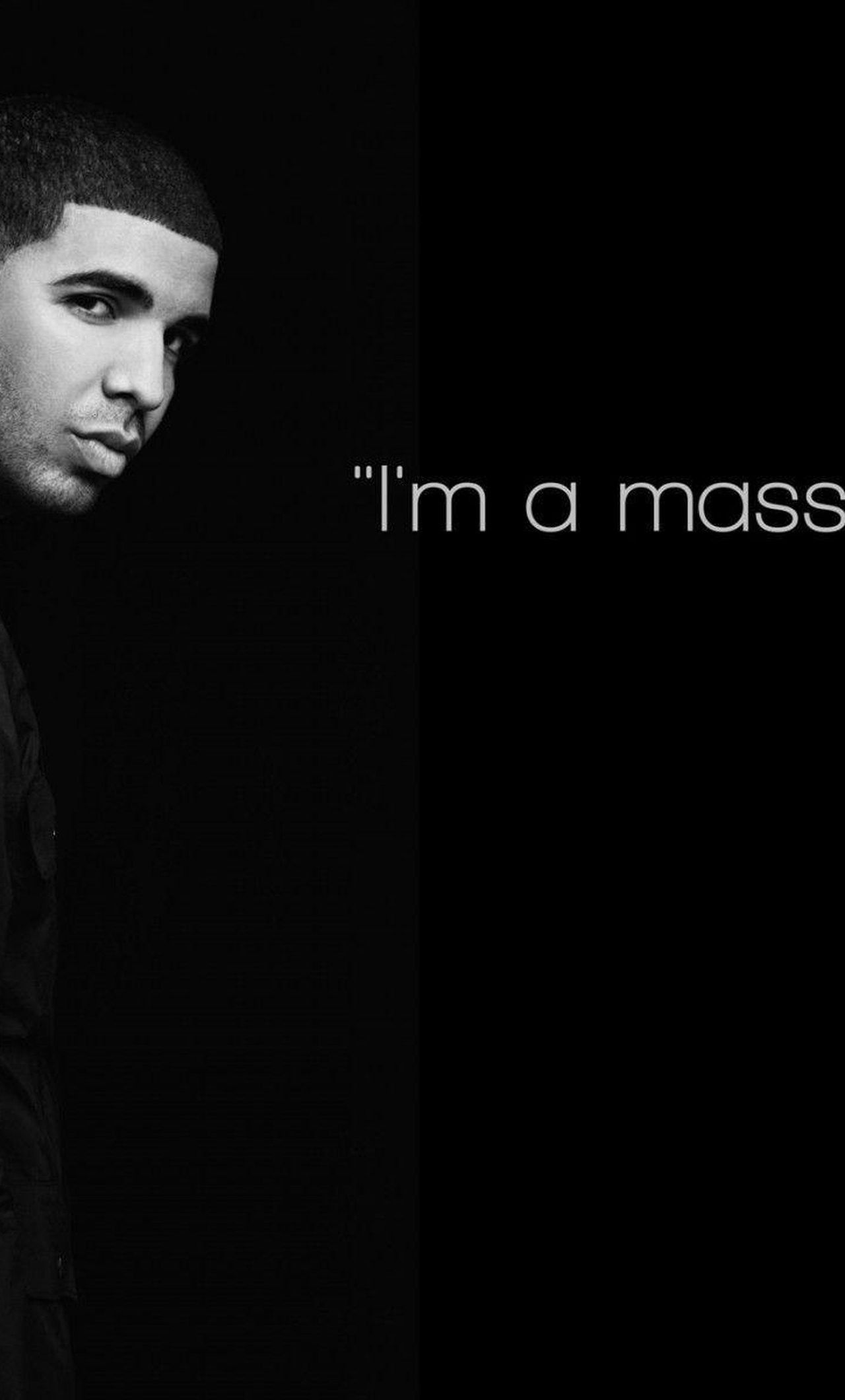 Drake ritratto bianco e nero, rapper, 1280x2120 Verticale, iPhone Pro Max
