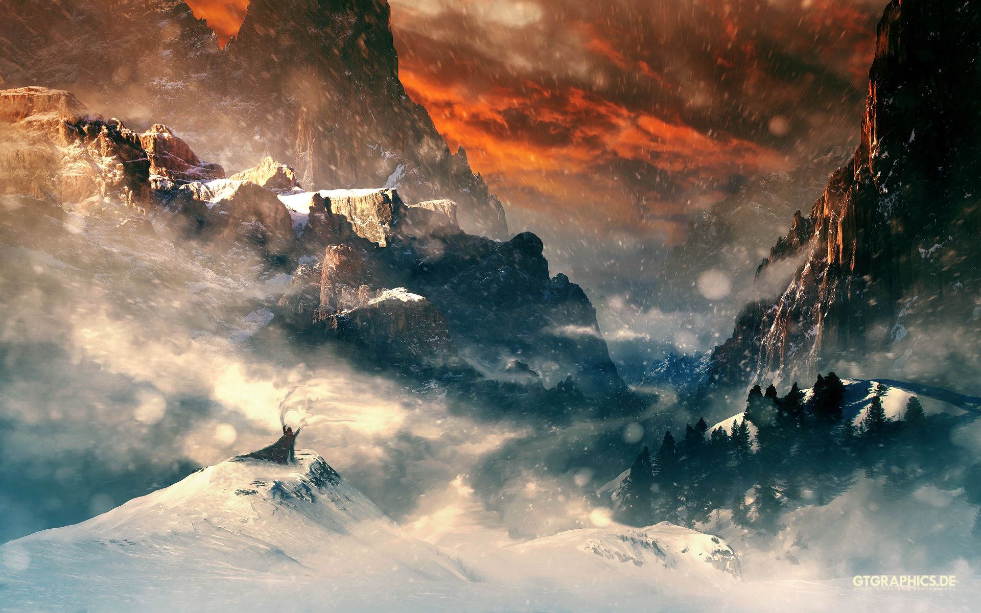 Paesaggio montano innevato drammatico, 1920x1200 Full HD+ WUXGA, Desktop