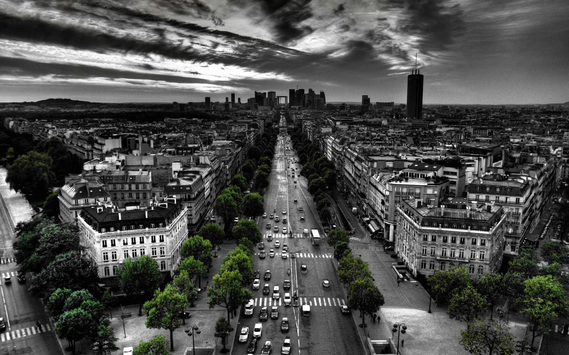 Parigi vista dall'alto, bianco e nero, 1920x1200 WUXGA, PC