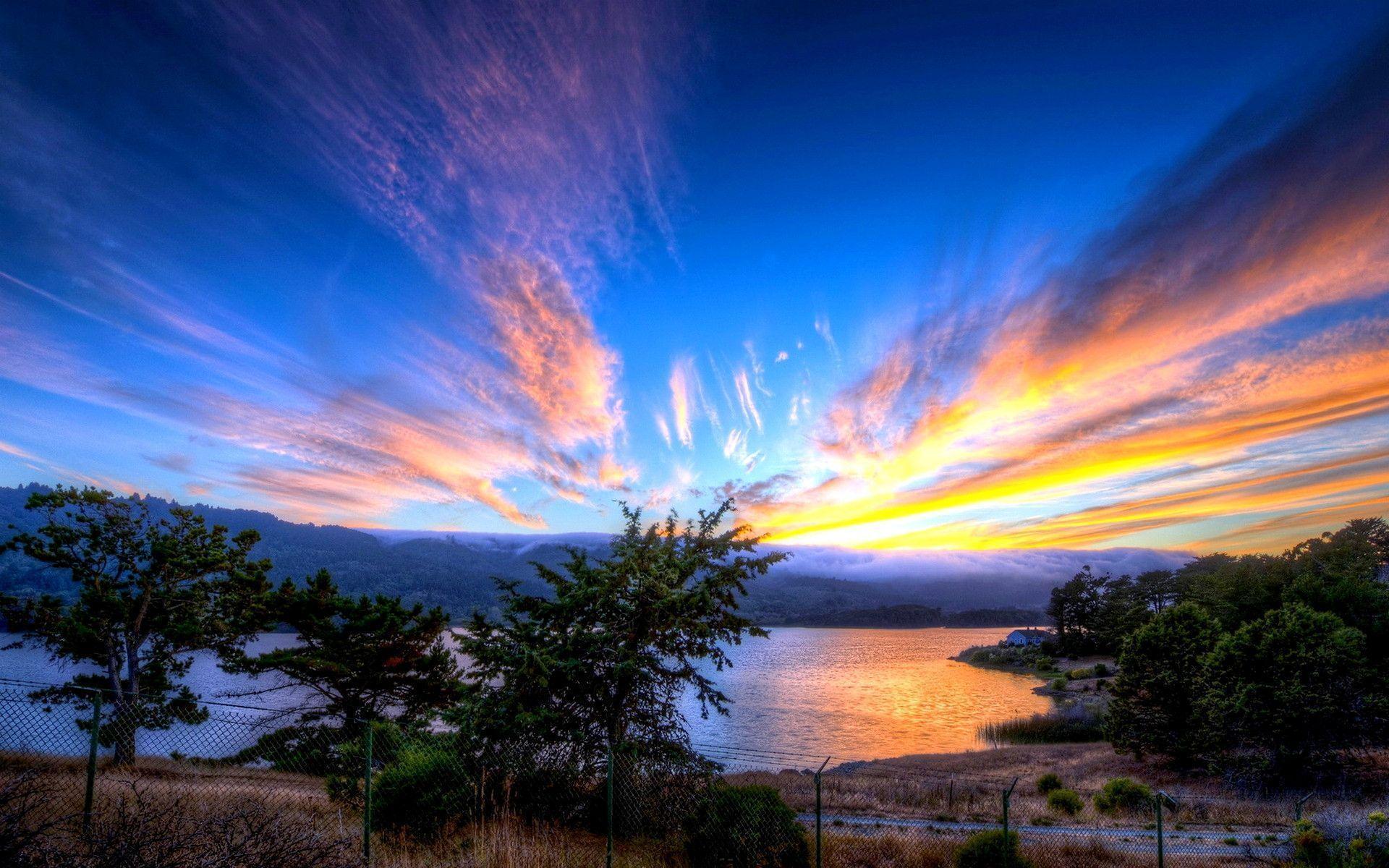 tramonto drammatico sul lago, 1920x1200 Full HD+, Desktop