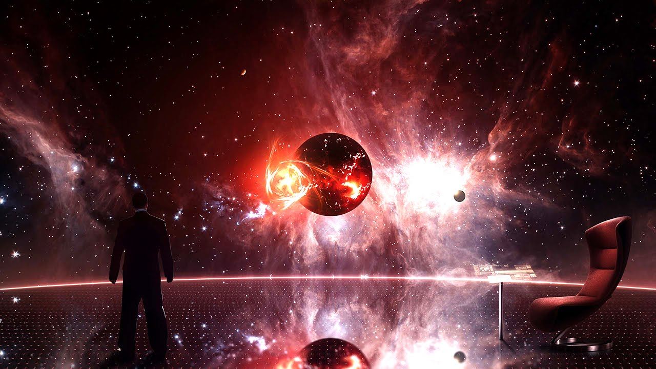 Silhouette uomo, esplosione spaziale, nebulosa, 1280x720 720p, iMac