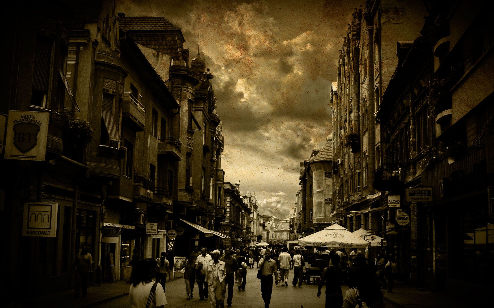Strada cittadina cielo drammatico seppia, 1920x1200 Full HD+ WUXGA, iMac