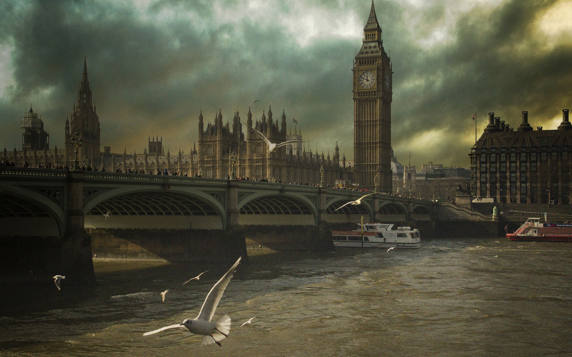 Big Ben cielo drammatico Londra, 1920x1200 WUXGA, PC Desktop