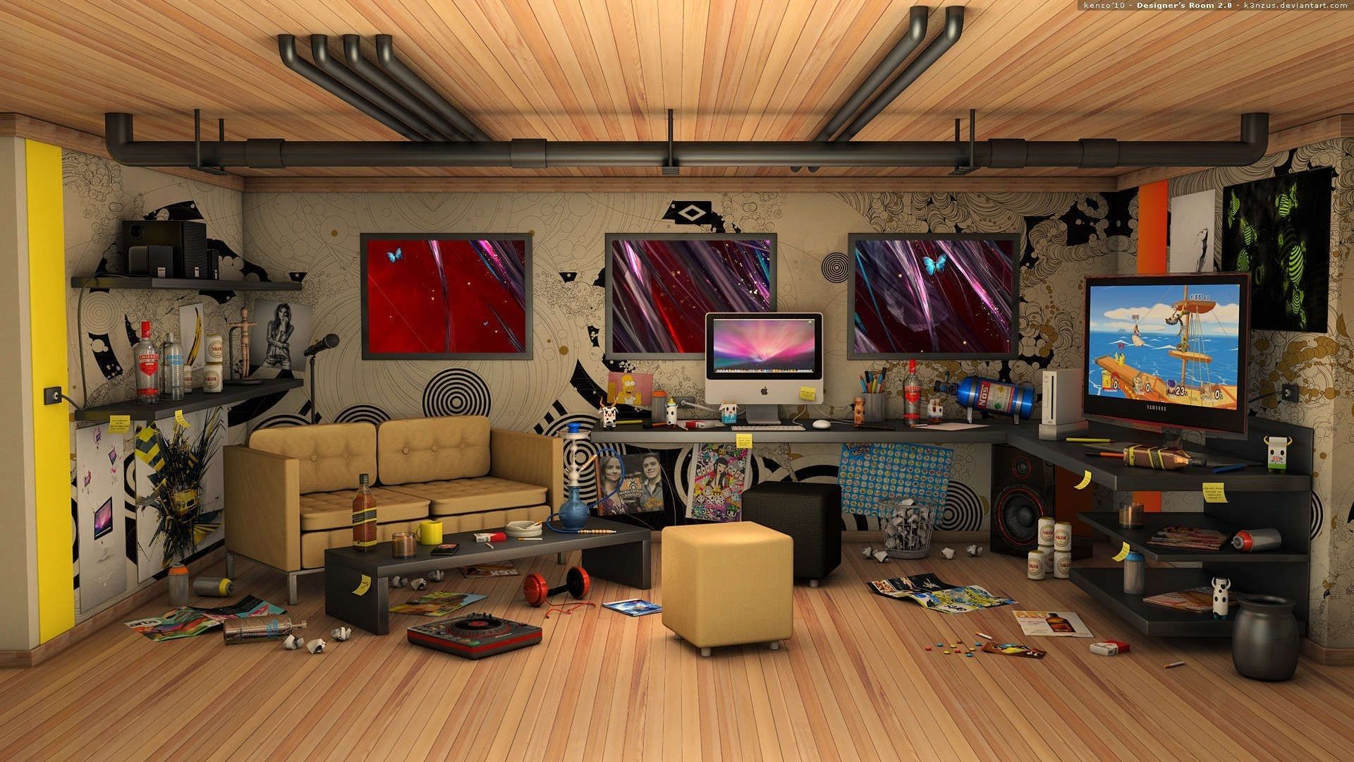 Stanza disordinata con computer, 1920x1080 Full HD 1080p, PC Desktop