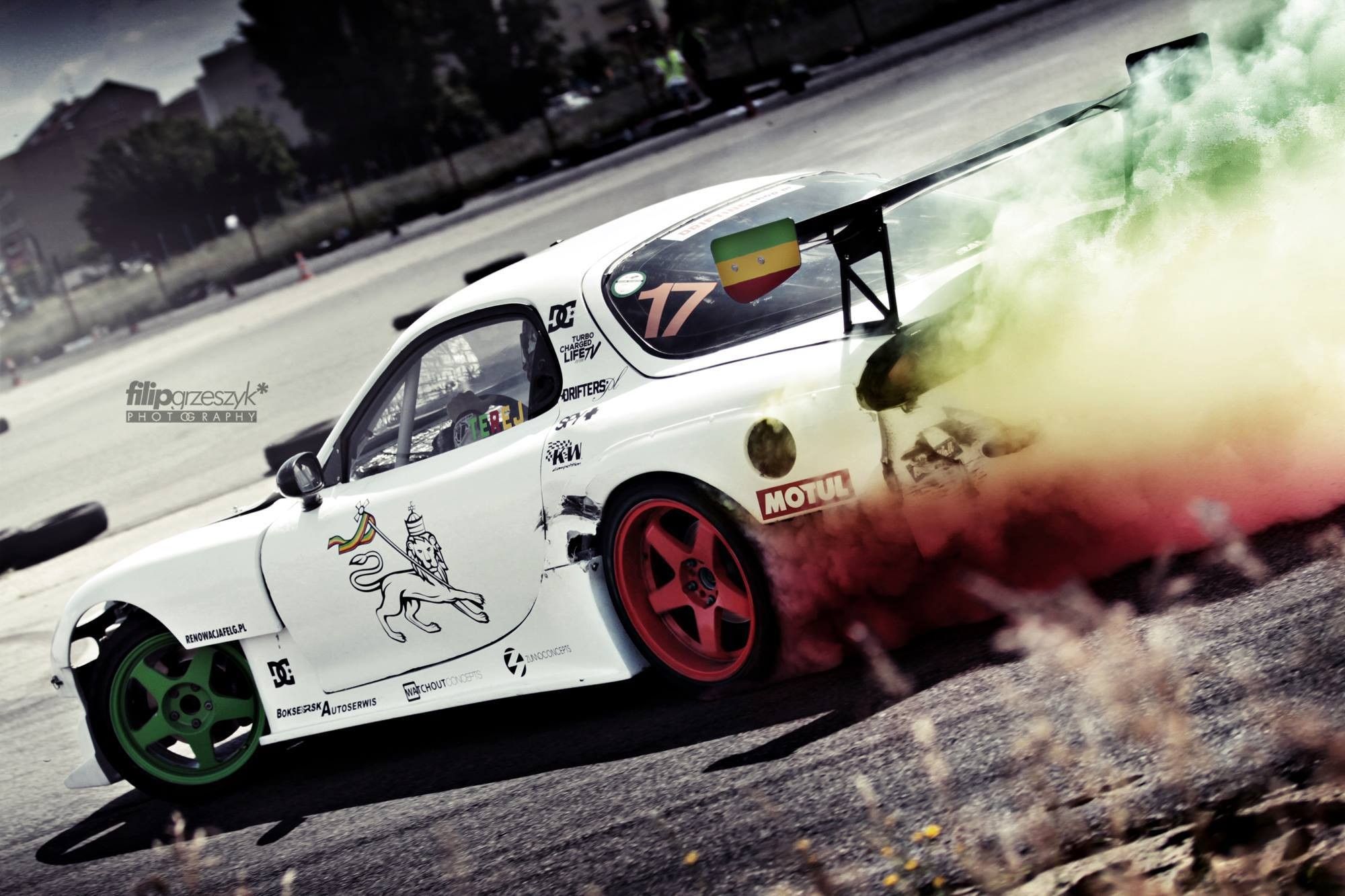 Mazda RX-7 drift auto bianca, 2000x1333 alta risoluzione, Monitor Gaming