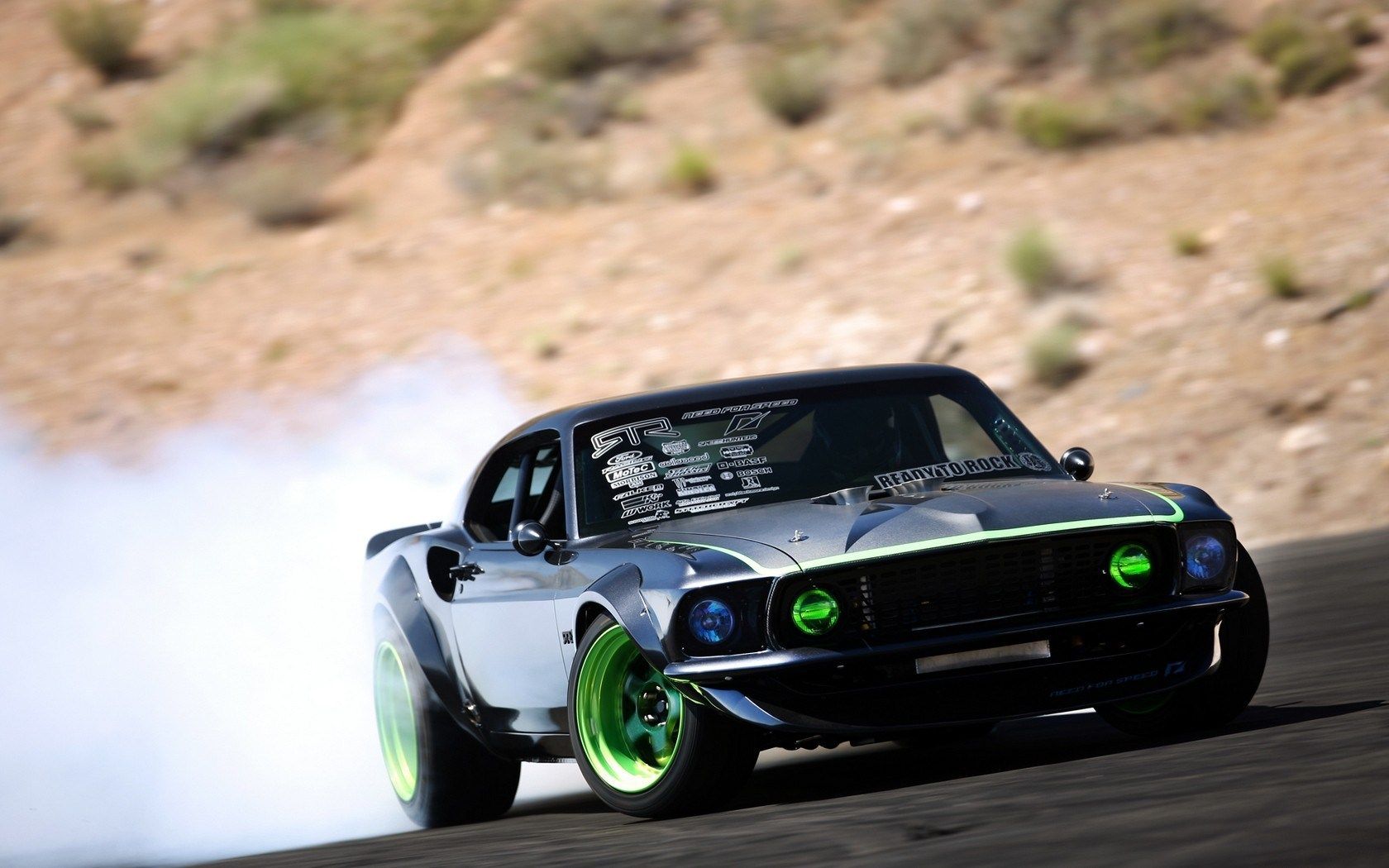 Mustang drift fumo pneumatici, 1680x1050 HD, Desktop