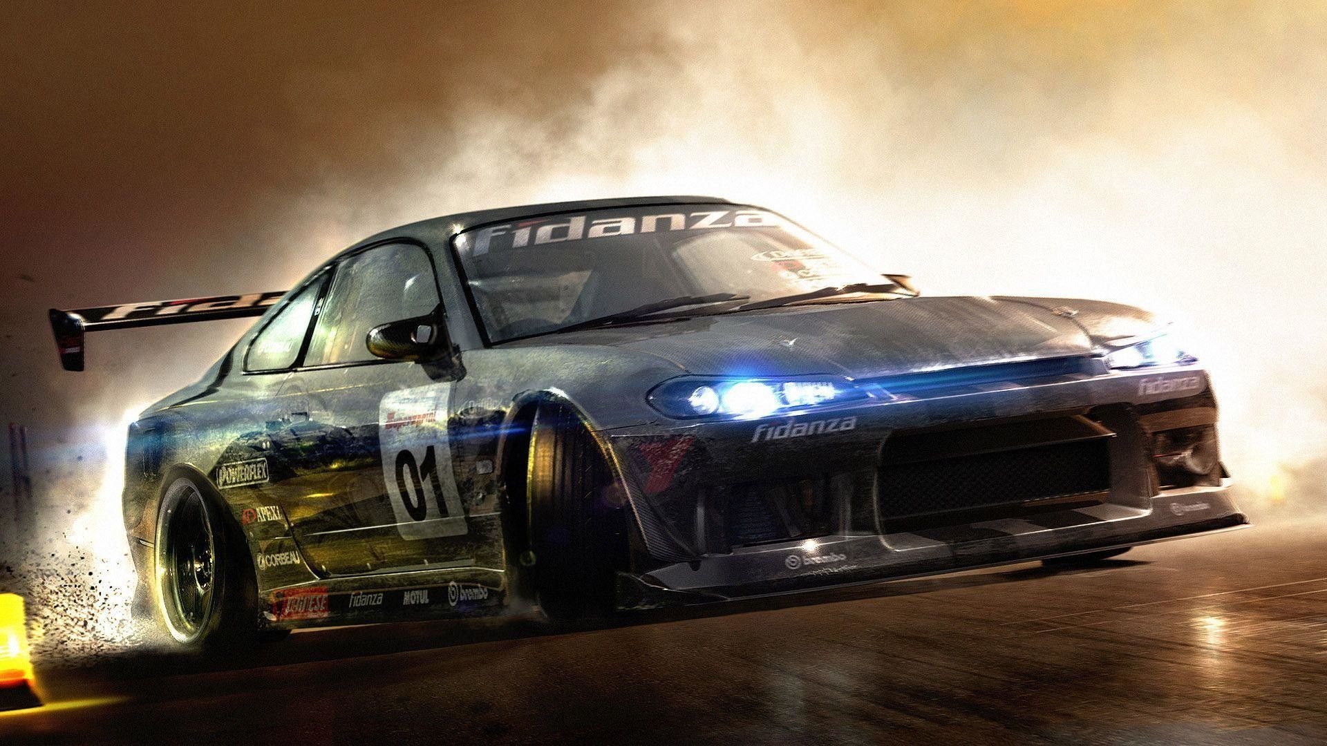 Auto da drift con fumo, 1920x1080 Full HD, Desktop