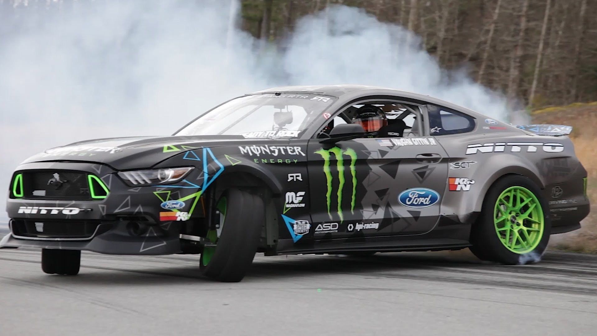Ford Mustang RTR drift Monster Energy, bevande energetiche, 1920x1080 Full HD 1080p, Desktop