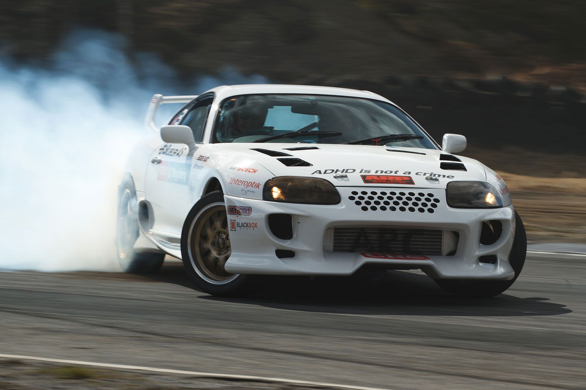 Toyota Supra bianca in drift, sportiva giapponese, 1920x1280 WUXGA, Desktop