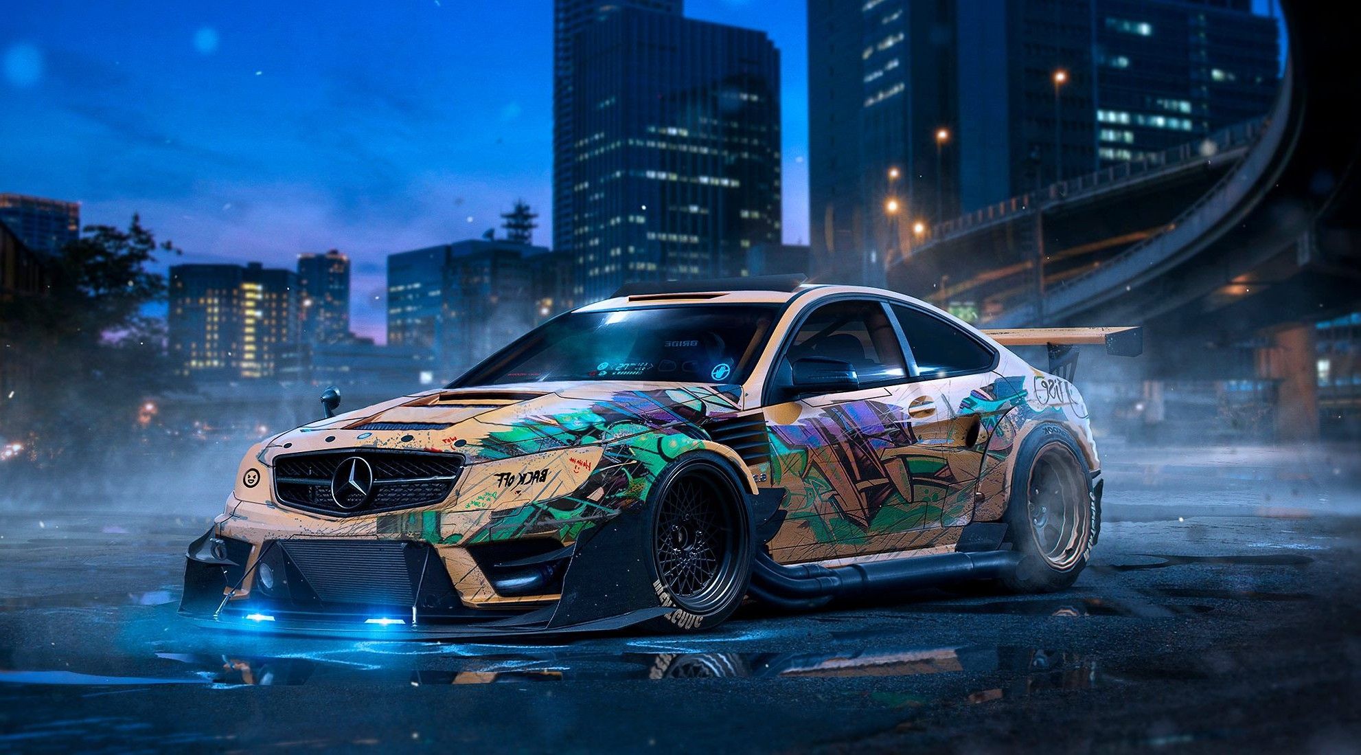 Mercedes drift camouflage città, 1982x1099 1080p, iMac