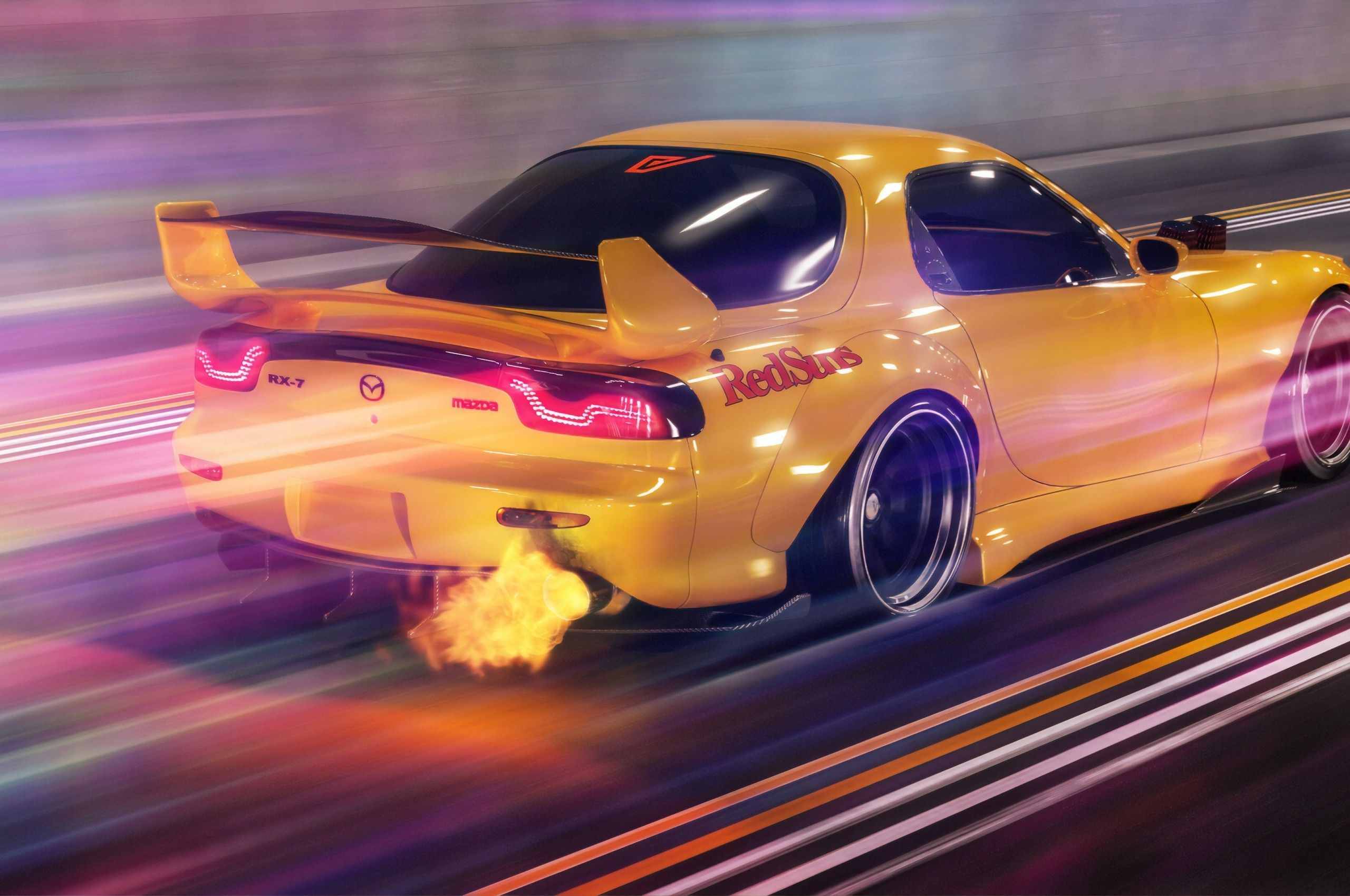 Mazda RX-7 gialla drift, 2560x1700 WQXGA, Monitor Gaming