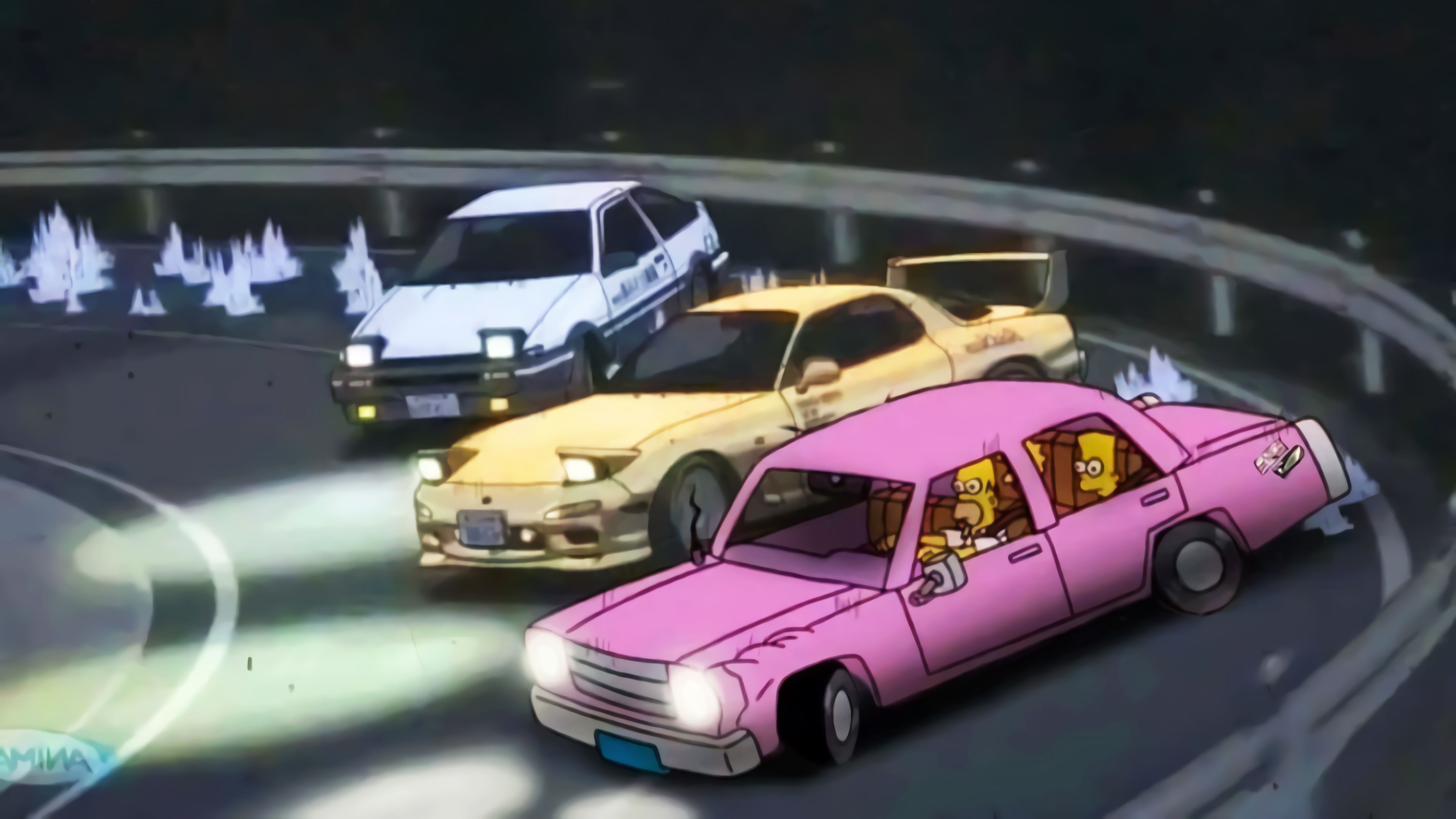 Homer Simpson auto drift, 3840x2160 Ultra HD, Monitor 4K