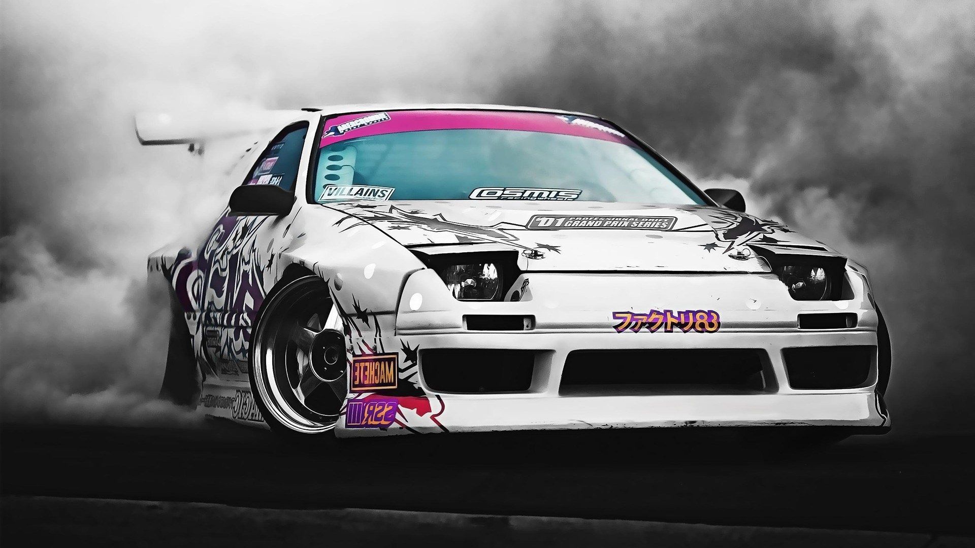 Auto drift bianca nera, 1920x1080 Full HD 1080p, PC