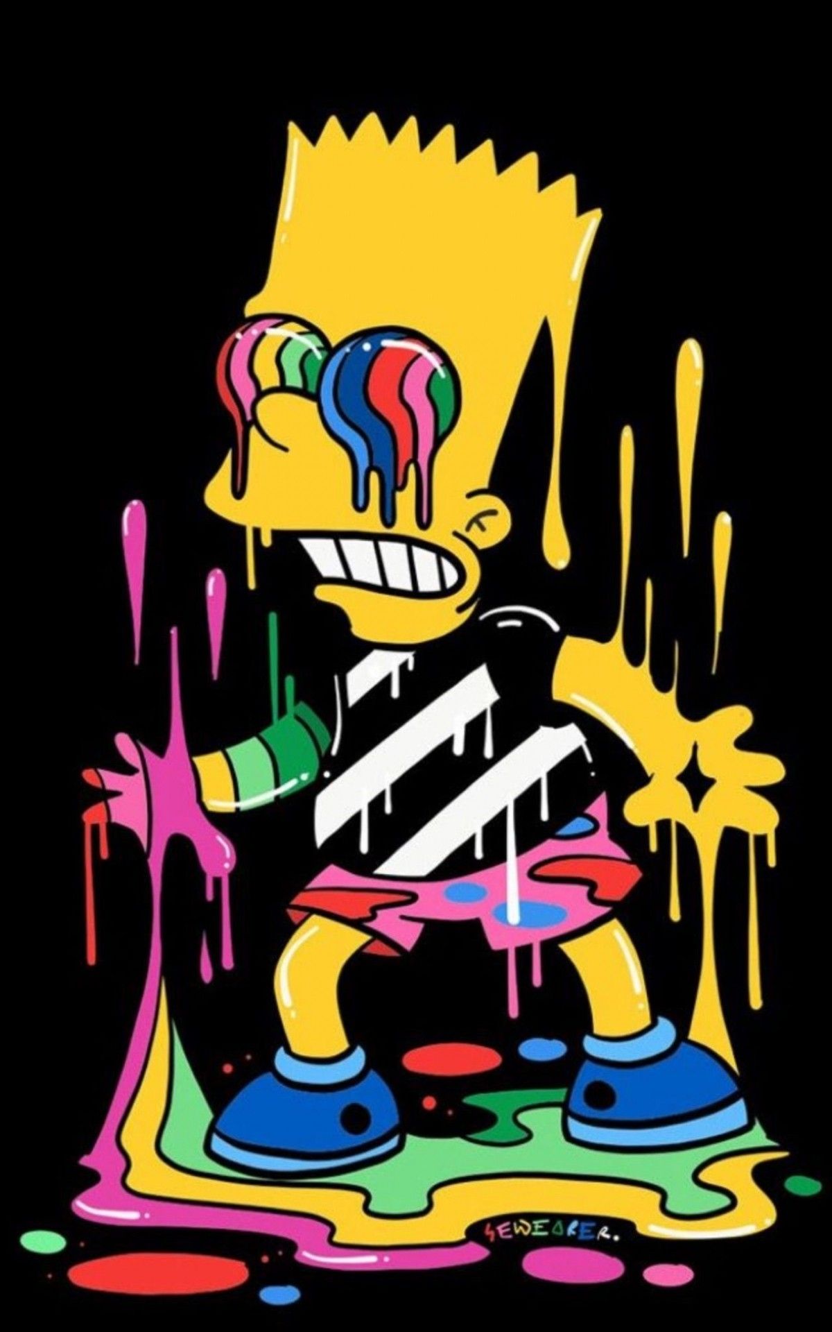 Bart Simpson drip colorato, serie animata, 1200x1920 Full HD Verticale, iPhone