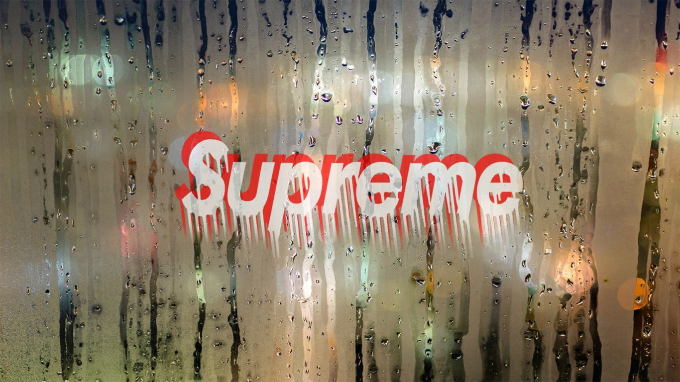 Logo Supreme gocciolante vetro, streetwear, 1366x768 HD, Desktop