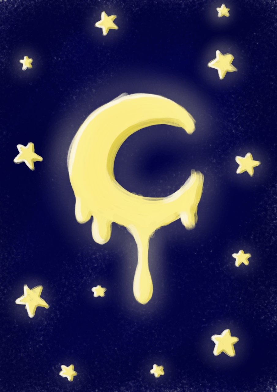 Luna gocciolante gialla stelle, 905x1280 Full HD Verticale, Smartphone