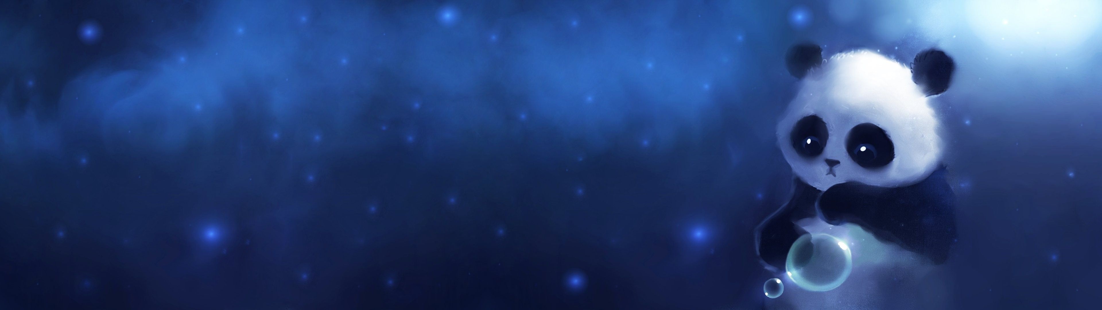 Panda carino sfondo blu, 3840x1080 21:9, Ultrawide