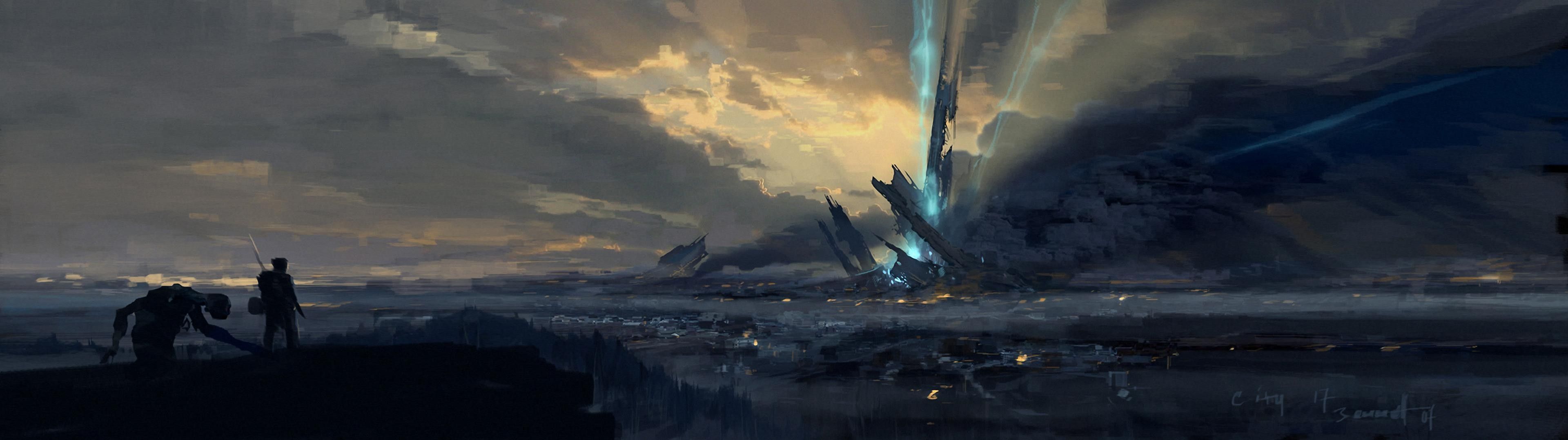 Half Life scena aliena, 3840x1080 Ultrawide, Dual Monitor