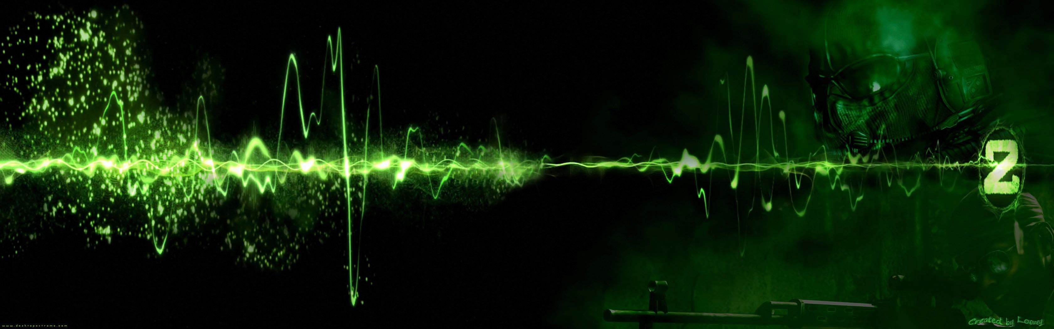 Onda audio verde astratta, 3360x1050 Ultrawide, Monitor Gaming