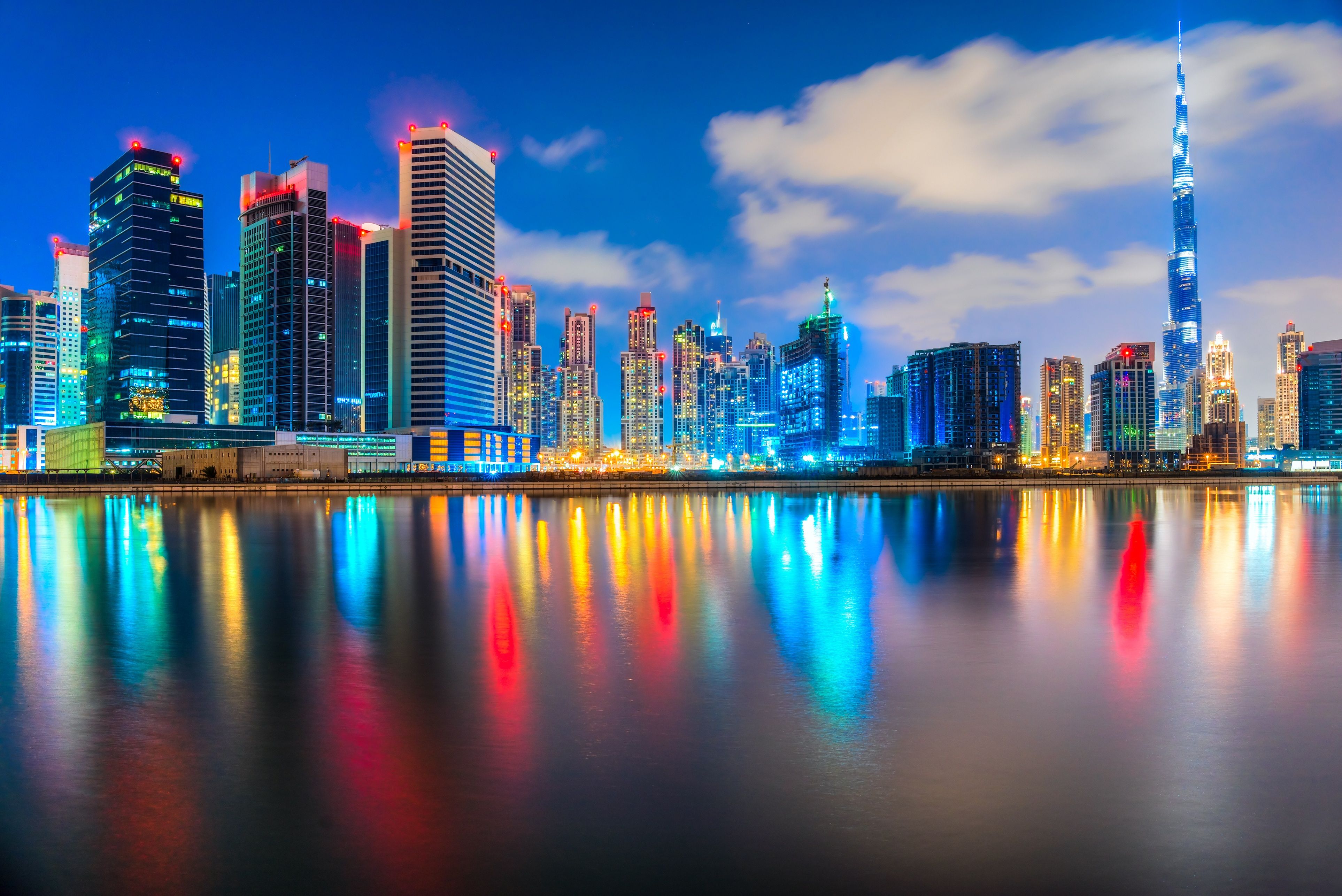 Skyline di Dubai notturno, 3852x2572 UHD, PC 4K