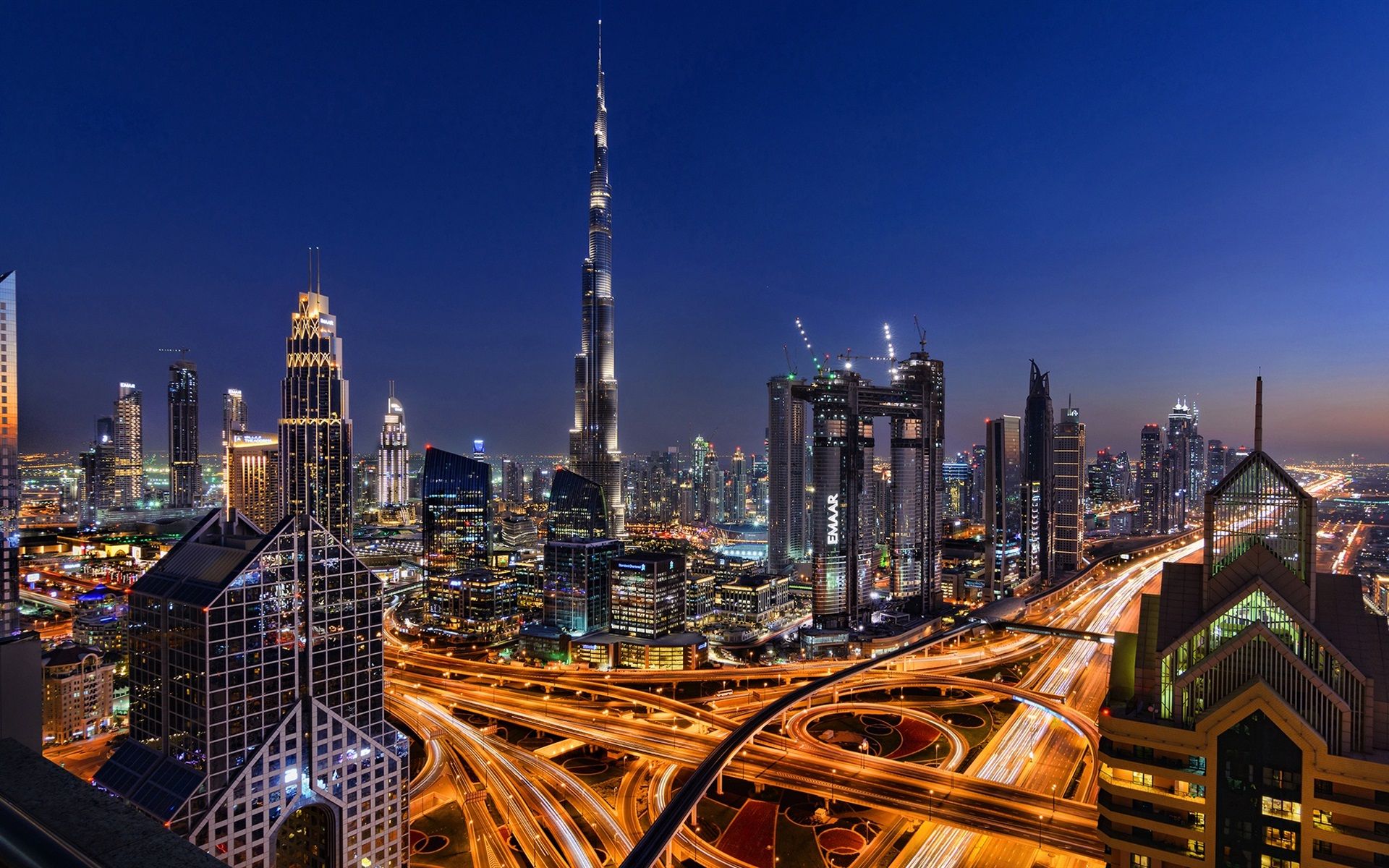 Dubai skyline notturno con grattacieli, 1920x1200 Full HD+, Desktop