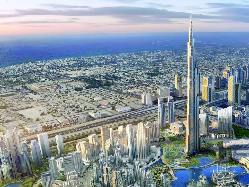 Burj Khalifa vista aerea Dubai, 1024x768 HD, PC