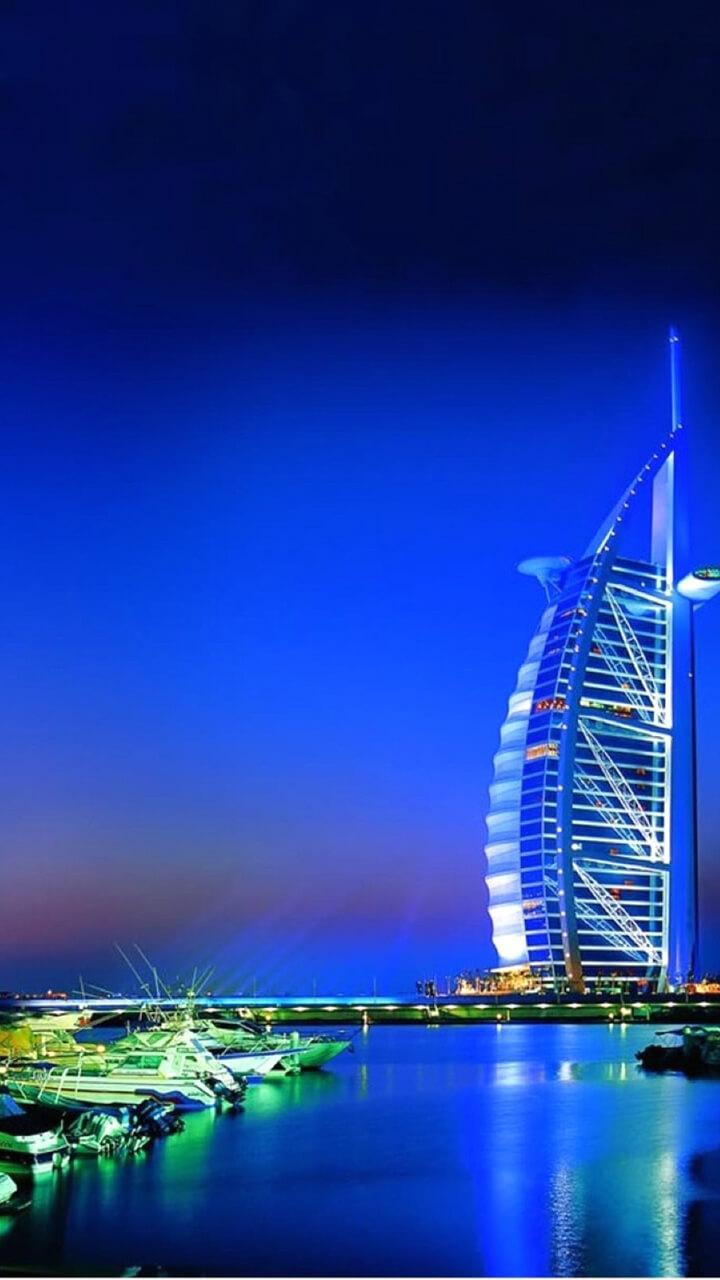 Burj Al Arab notturno Dubai, 720x1280 Full HD Verticale, Smartphone