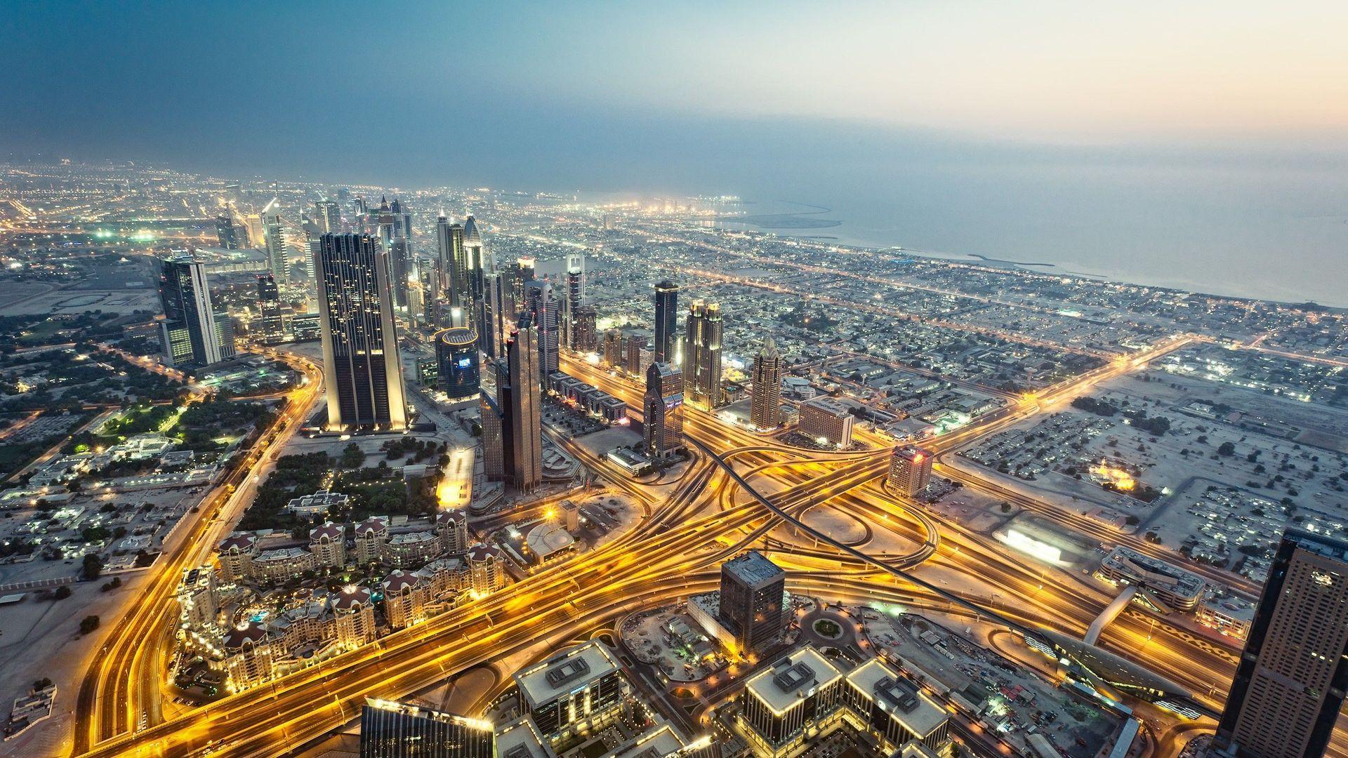 Skyline di Dubai al tramonto, 1920x1080 Full HD 1080p, Desktop