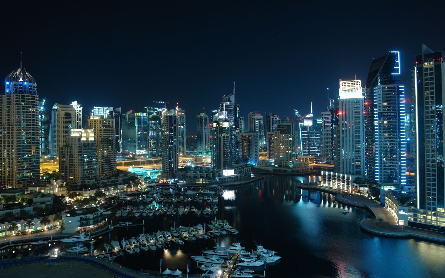 Skyline Dubai Marina notturno, 1440x900 720p, MacBook Air