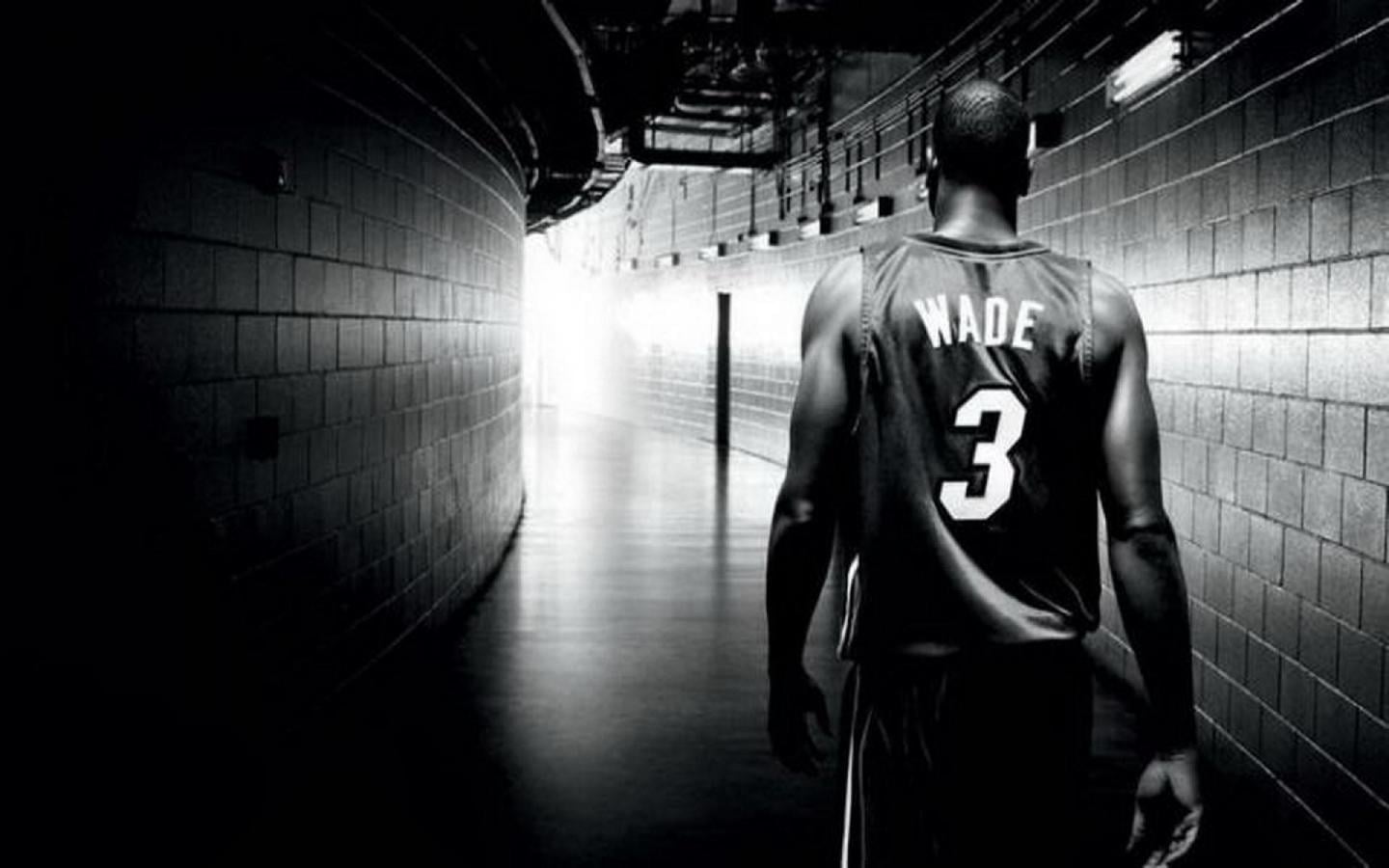 Dwyane Wade tunnel bianco e nero, Miami Heat, 1440x900 HD, Desktop