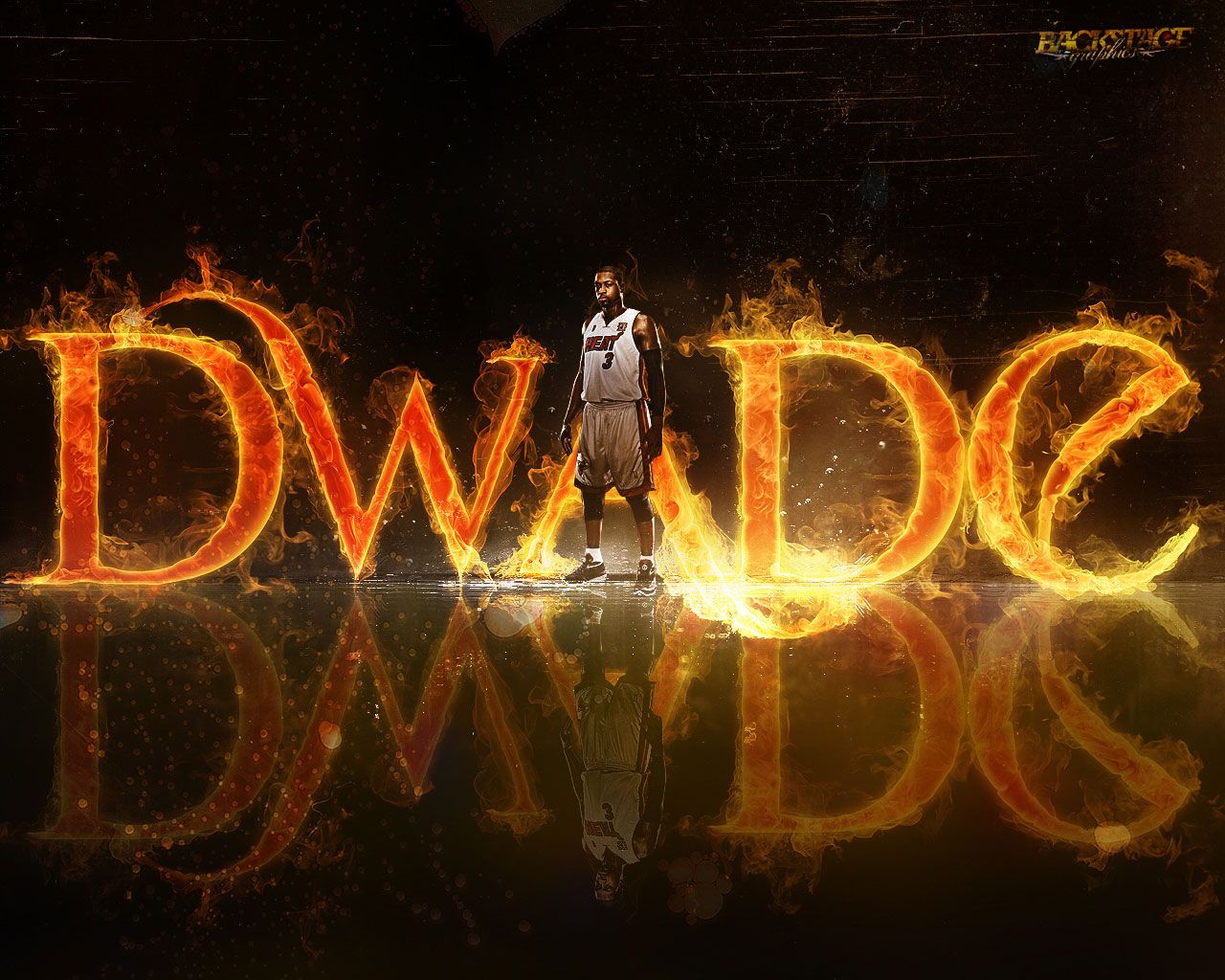 Dwyane Wade fiamme testo, Miami Heat, 1280x1024 720p, PC