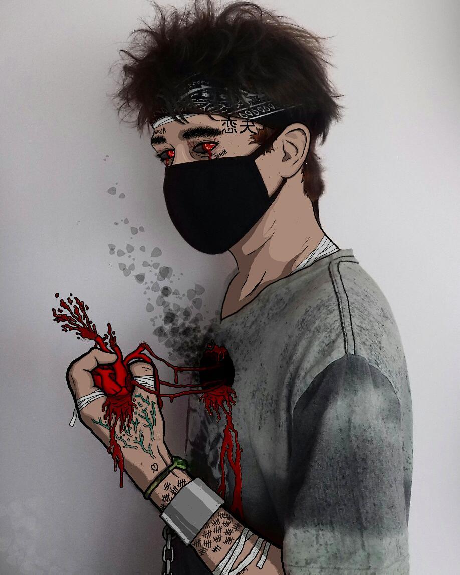 Scarlxrd volto mascherato scuro, 1500x2176 Verticale, Mobile