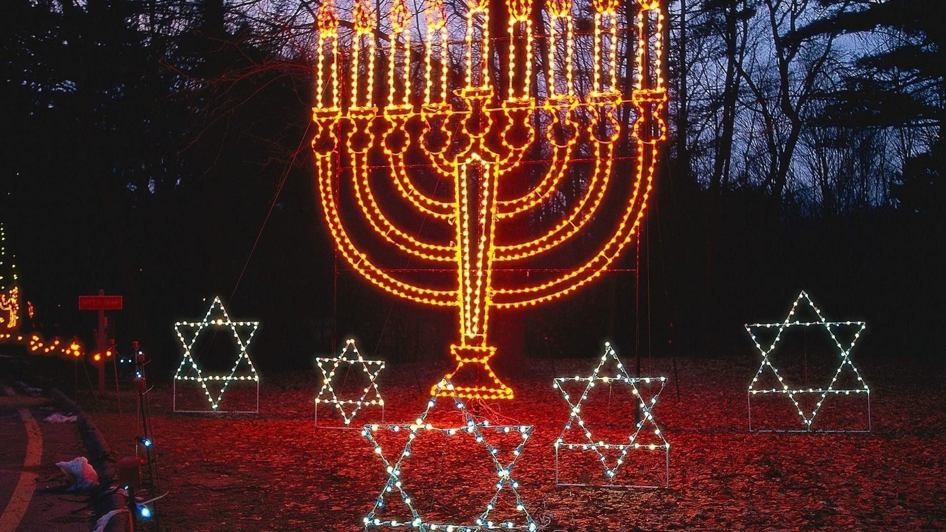 Menorah luminosa e Stelle di David, 1920x1080 1080p, Desktop