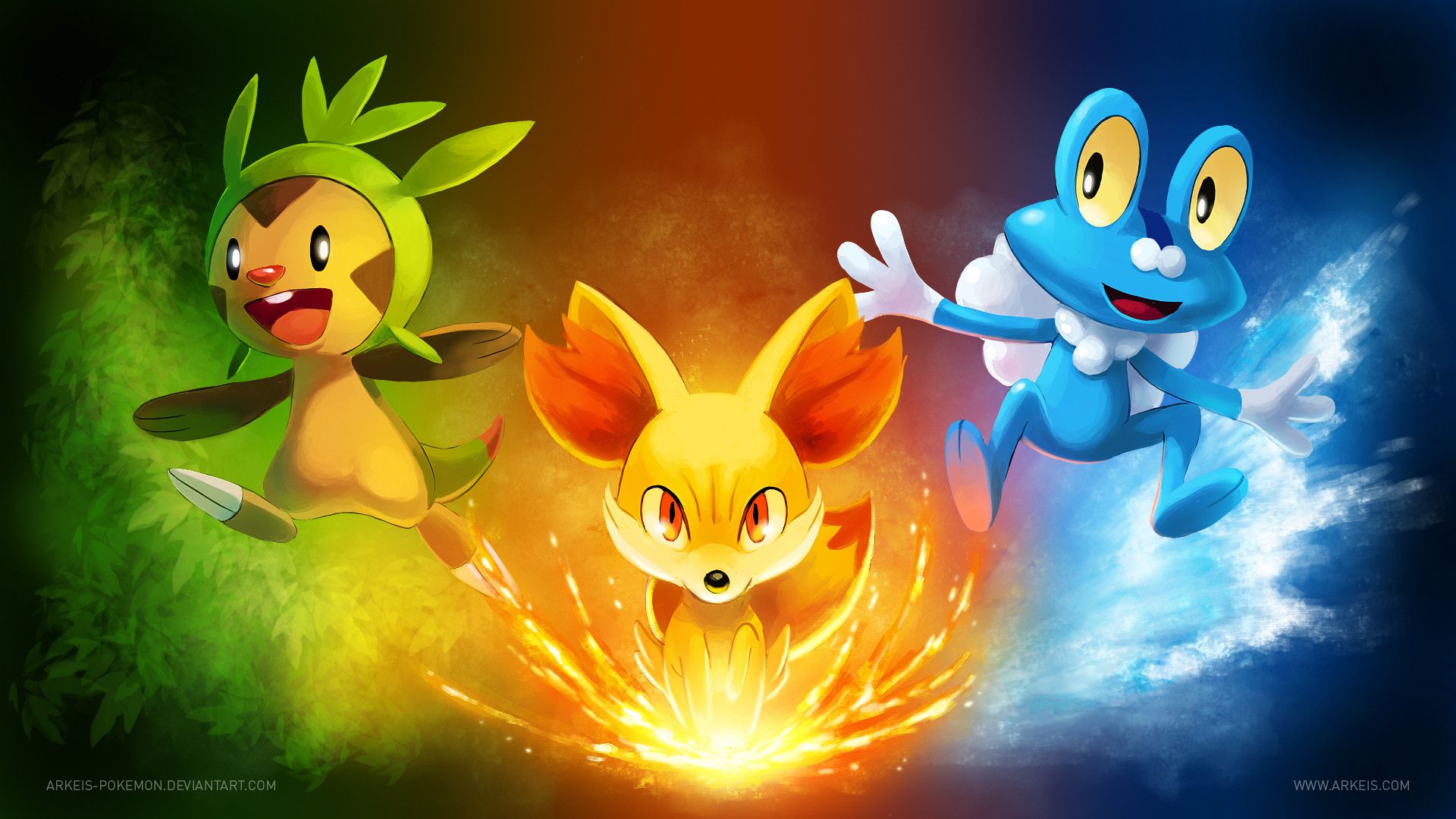 Chespin, Fennekin, Froakie Pokémon, 1920x1080 Full HD, Laptop