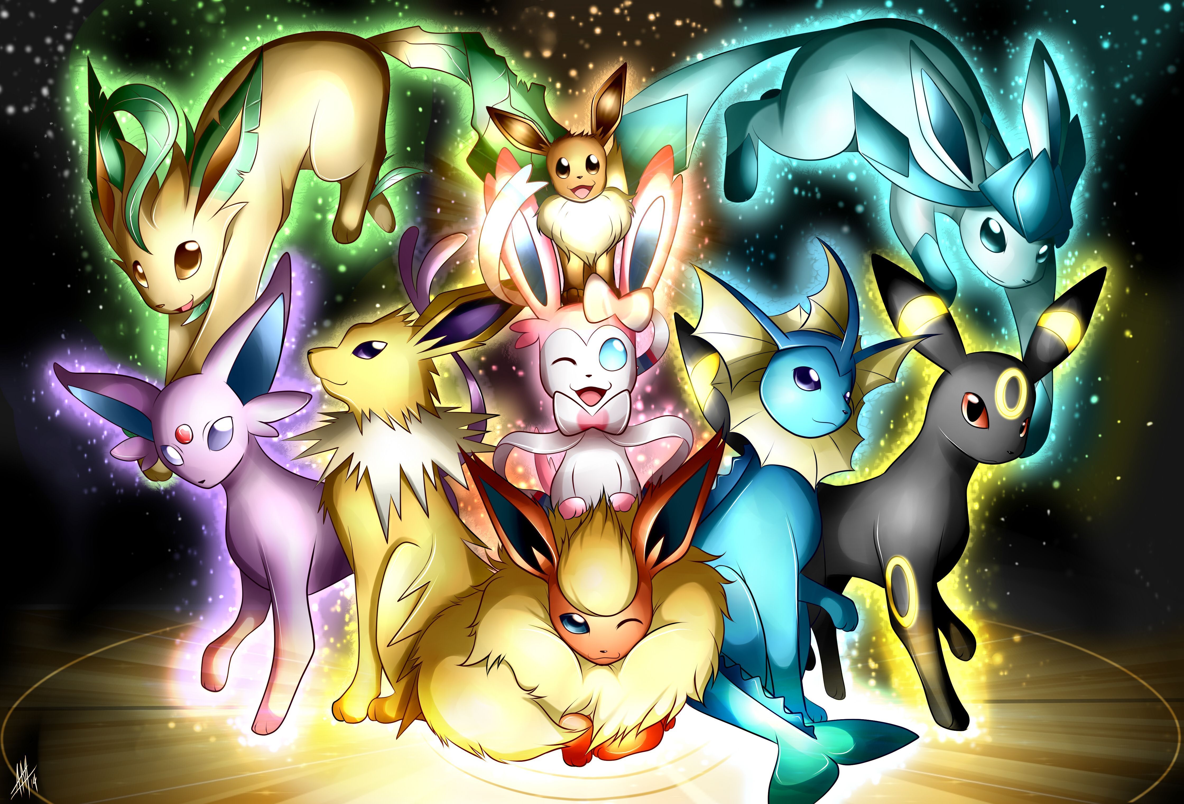 Eevee e evoluzioni Pokemon, 4480x3042 UHD, Monitor 4K