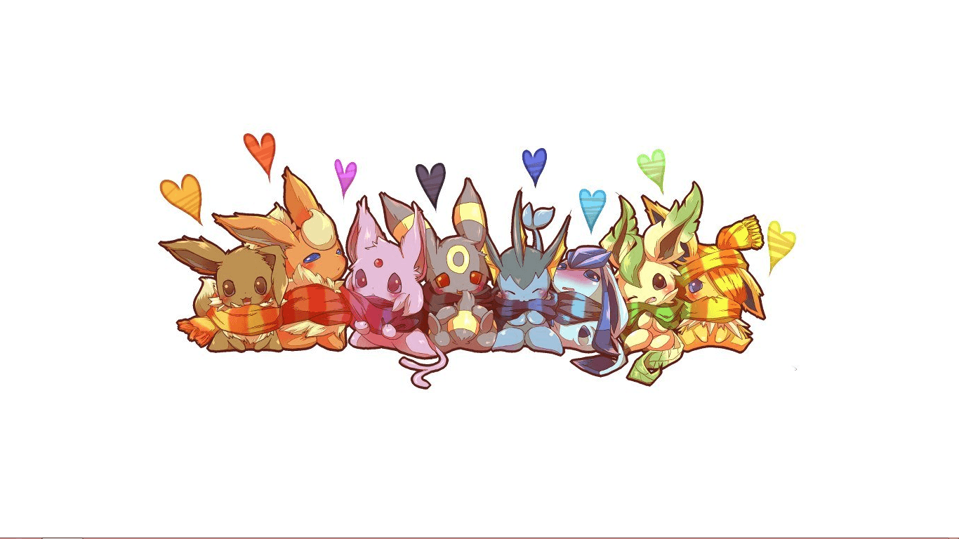 Eevee evoluzioni Pokemon carini, creature tascabili, 1366x768 HD, Desktop