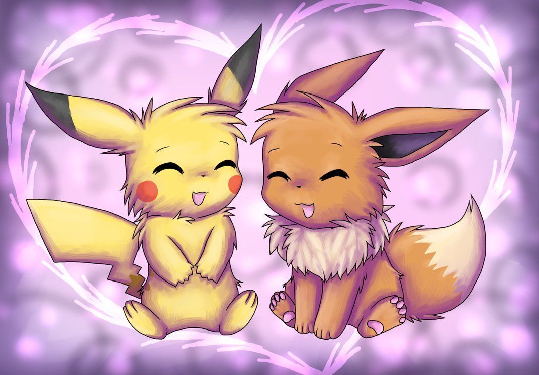 Pikachu e Eevee carini, 1072x746 HD, iMac