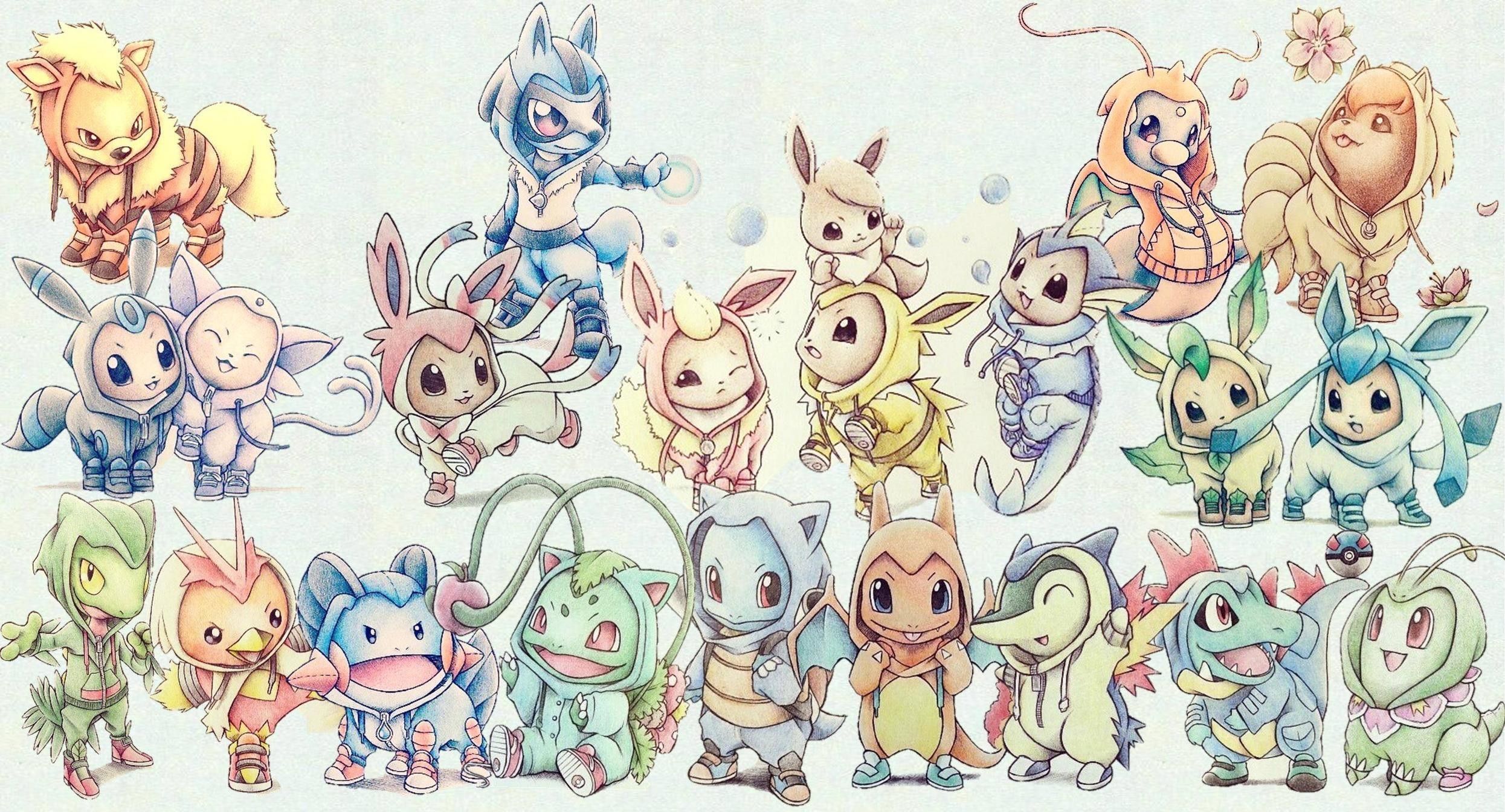 Eevee evoluzioni chibi Pokémon, 1024x916 HD, Desktop