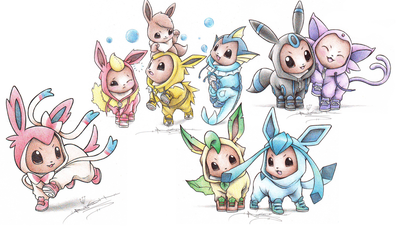 Eevee ed evoluzioni Pokemon, 1920x1080 1080p, Laptop